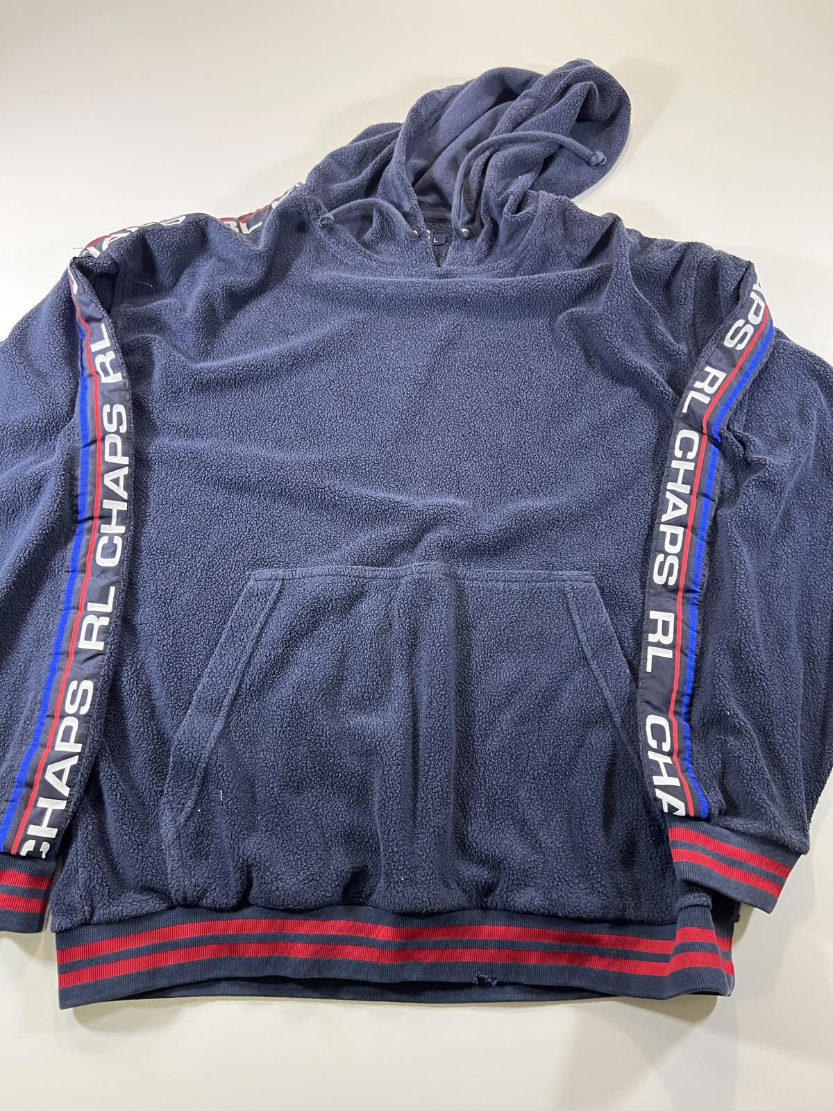 Chaps Ralph Lauren Vintage Chaps RL Navy Blue Hooded Fleece Sweatshirt Size L Size US L / EU 52-54 / 3 - 1 Thumbnail