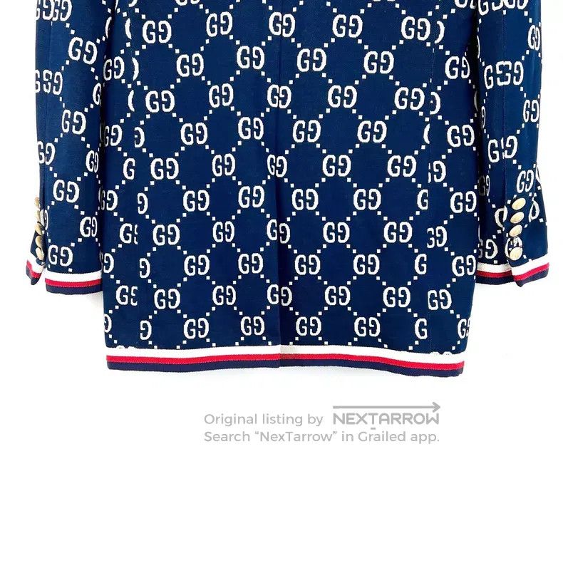 Gucci Gucci Navy blue double G striped pattern jacquard long-sle Size M / US 6-8 / IT 42-44 - 7 Thumbnail