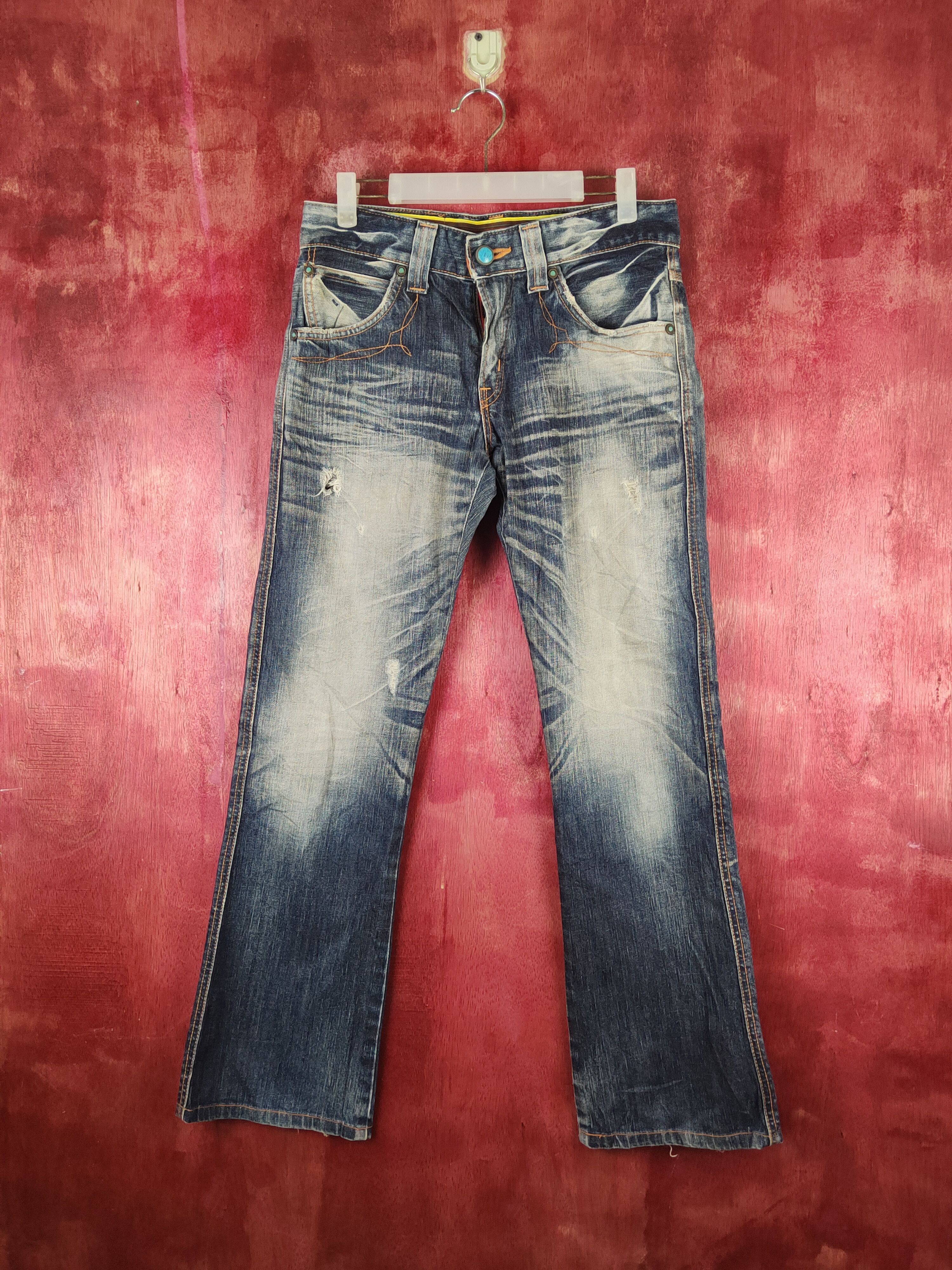 Edwin Edwin Dark Blue Distressed Ripped Jeans #S2367 Size US 29 - 1 Thumbnail