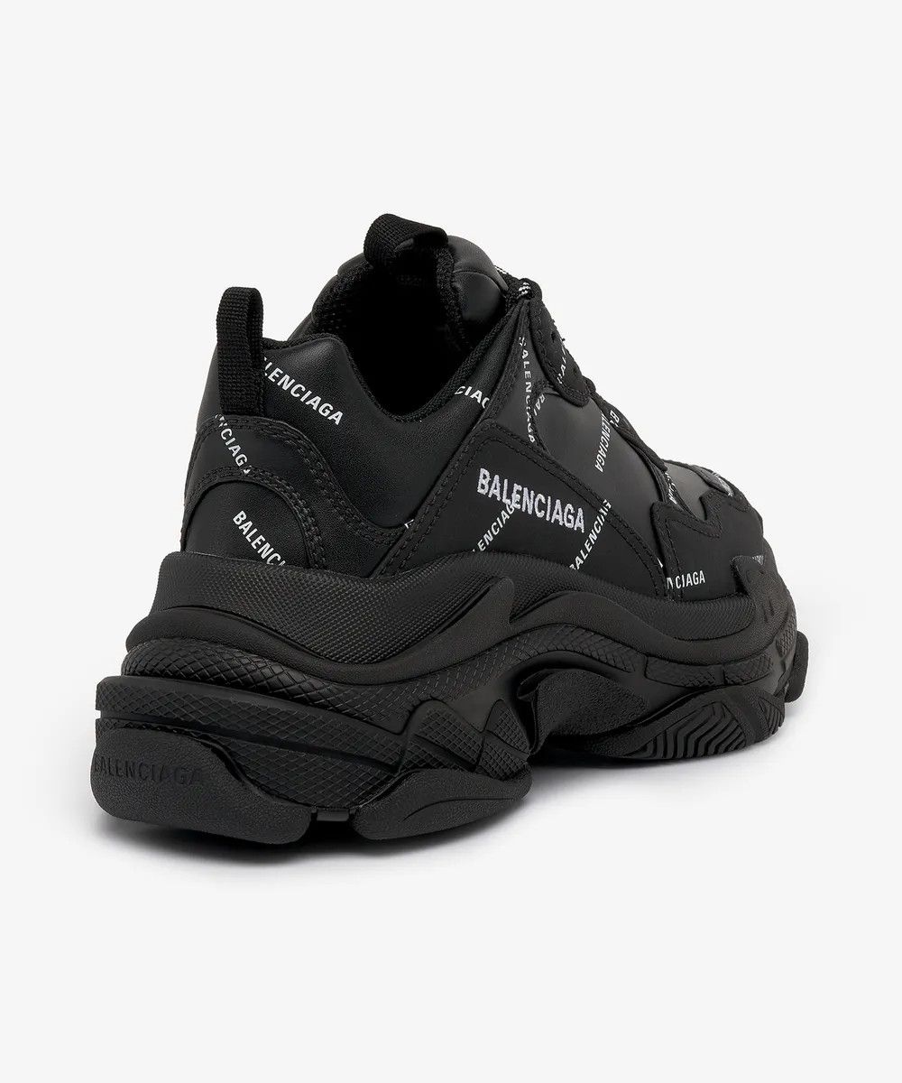 Balenciaga o1mt1gz0325 Triple S Sneakers Allover Logo in Black Size US 7 / IT 37 - 6 Thumbnail