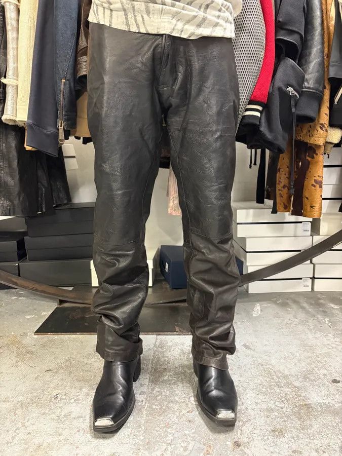 Dries Van Noten 2000s Dries Van Noten Black Eroded Leather Pants Size US 32 / EU 48 - 2 Thumbnail