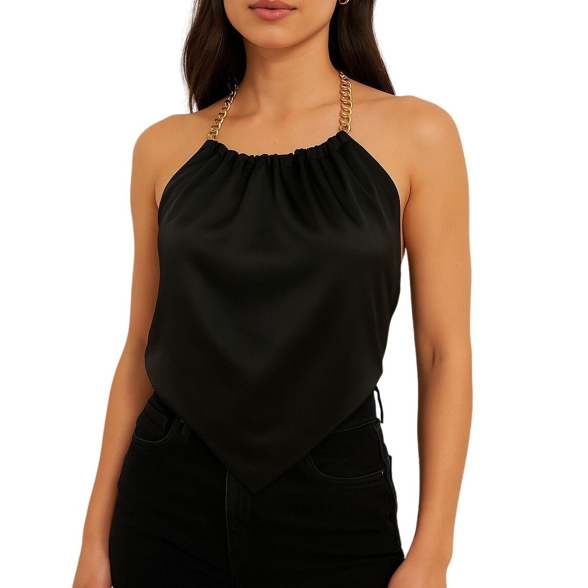 Other Olive Tree Black Halter Top With Gold Chain Strap Size Small Size S / US 4 / IT 40 - 1 Thumbnail