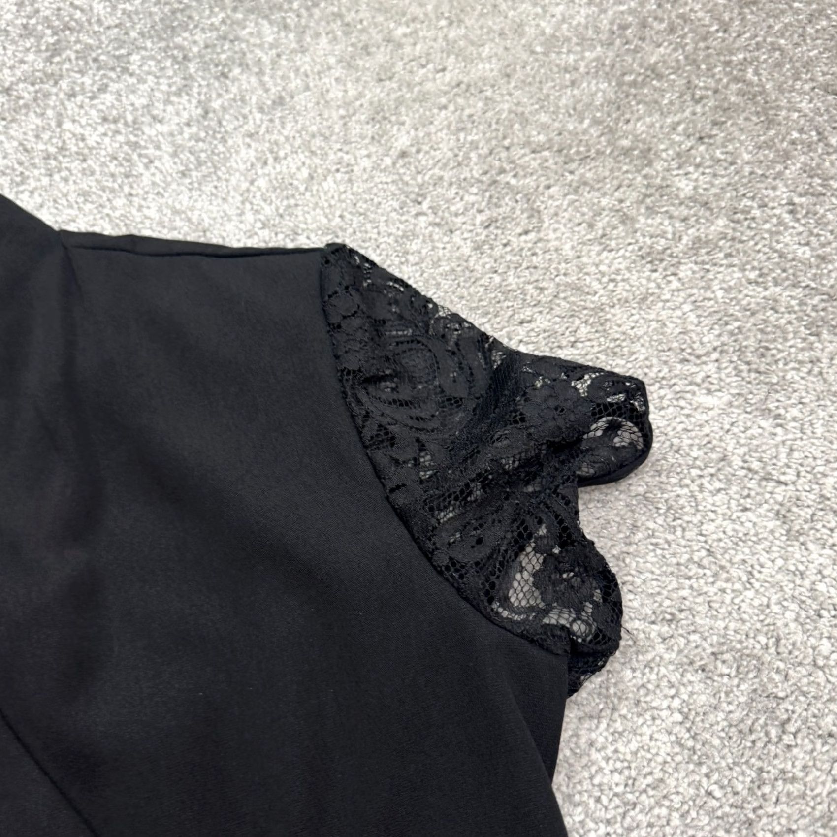 Vintage Vintage Virgo Belted Midi Sheath Wrapped Dress Womens 10 Black Lace Sleeve 90s Classic Dark Floral? Size L / US 10 / IT 46 - 3 Thumbnail