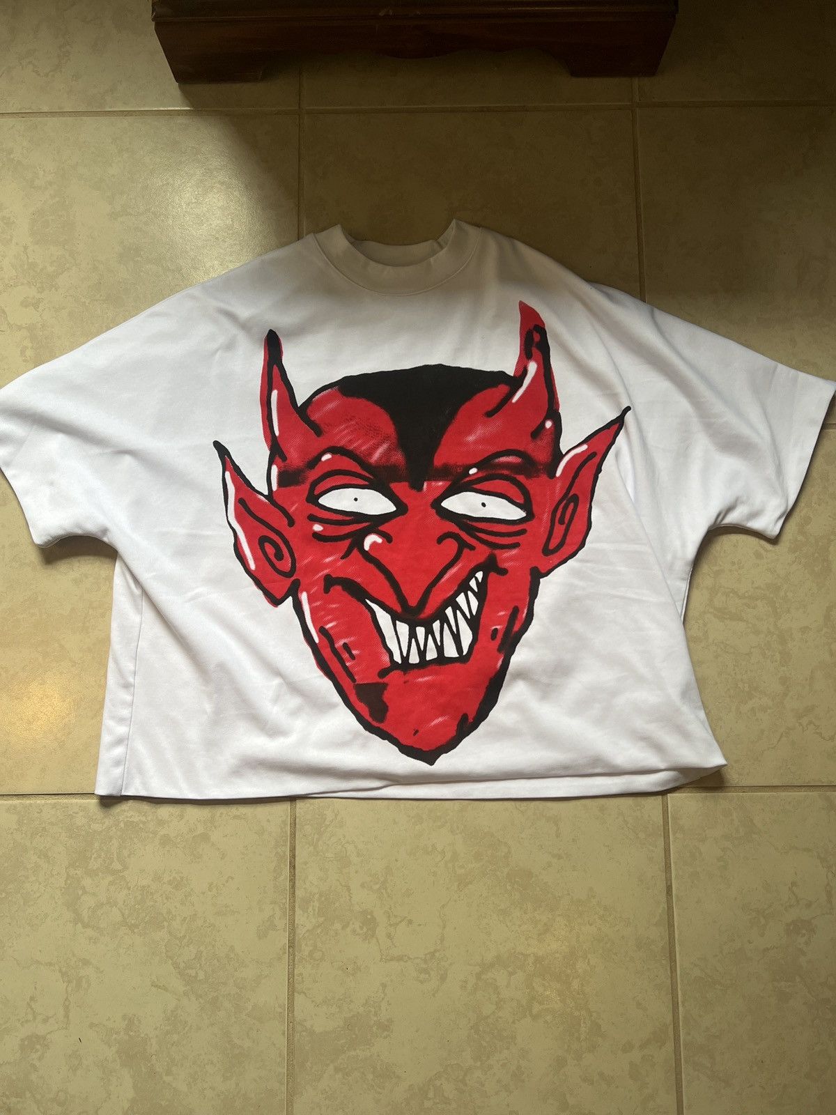 image of Bs Demon Tee ‘Oversized in White, Men's (Size Small)