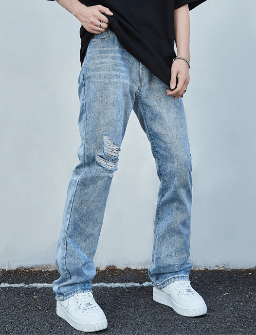 Japanese Brand × Jean Men's street casual fashion washed ripped flared jeans Size US 32 / EU 48 - 3 Thumbnail