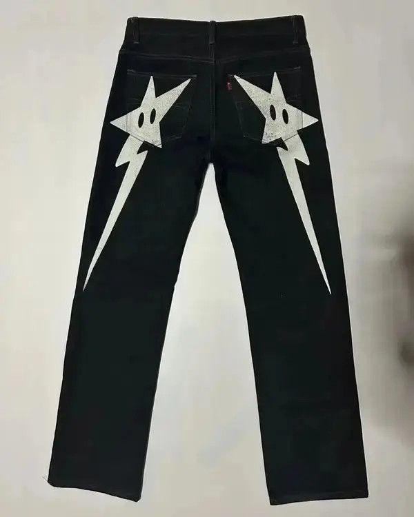 Jean Streetwear Y2k Stars Print Baggy Jeans Size US 32 / EU 48 - 2 Thumbnail