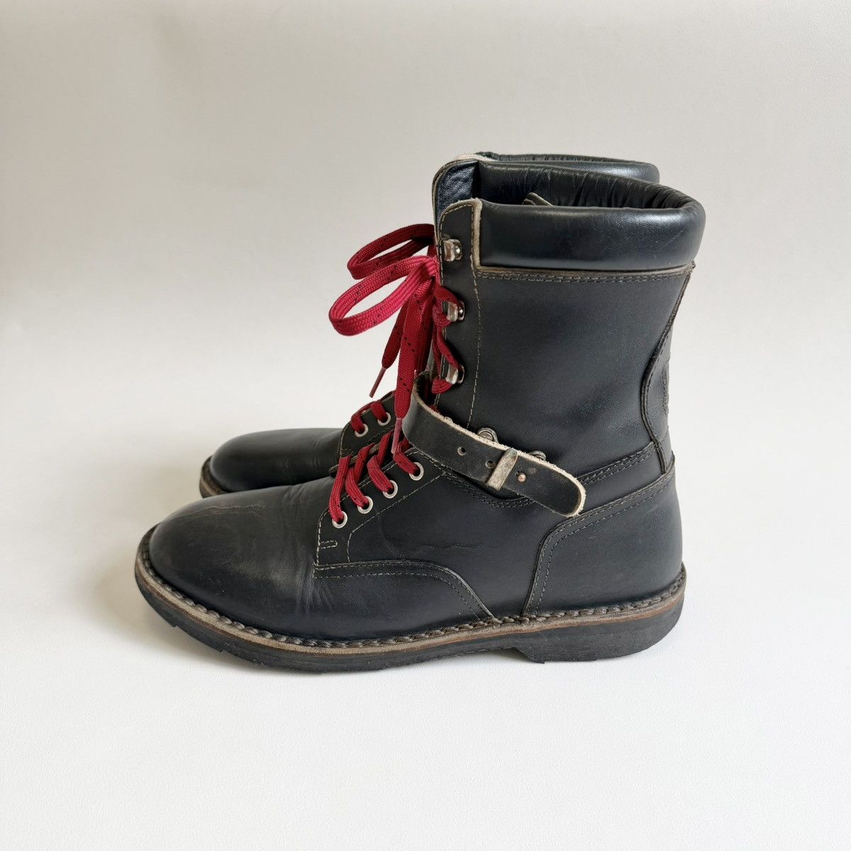 Maison Margiela Distressed Black Leather Combat Boots Size US 11 / EU 44 - 1 Thumbnail
