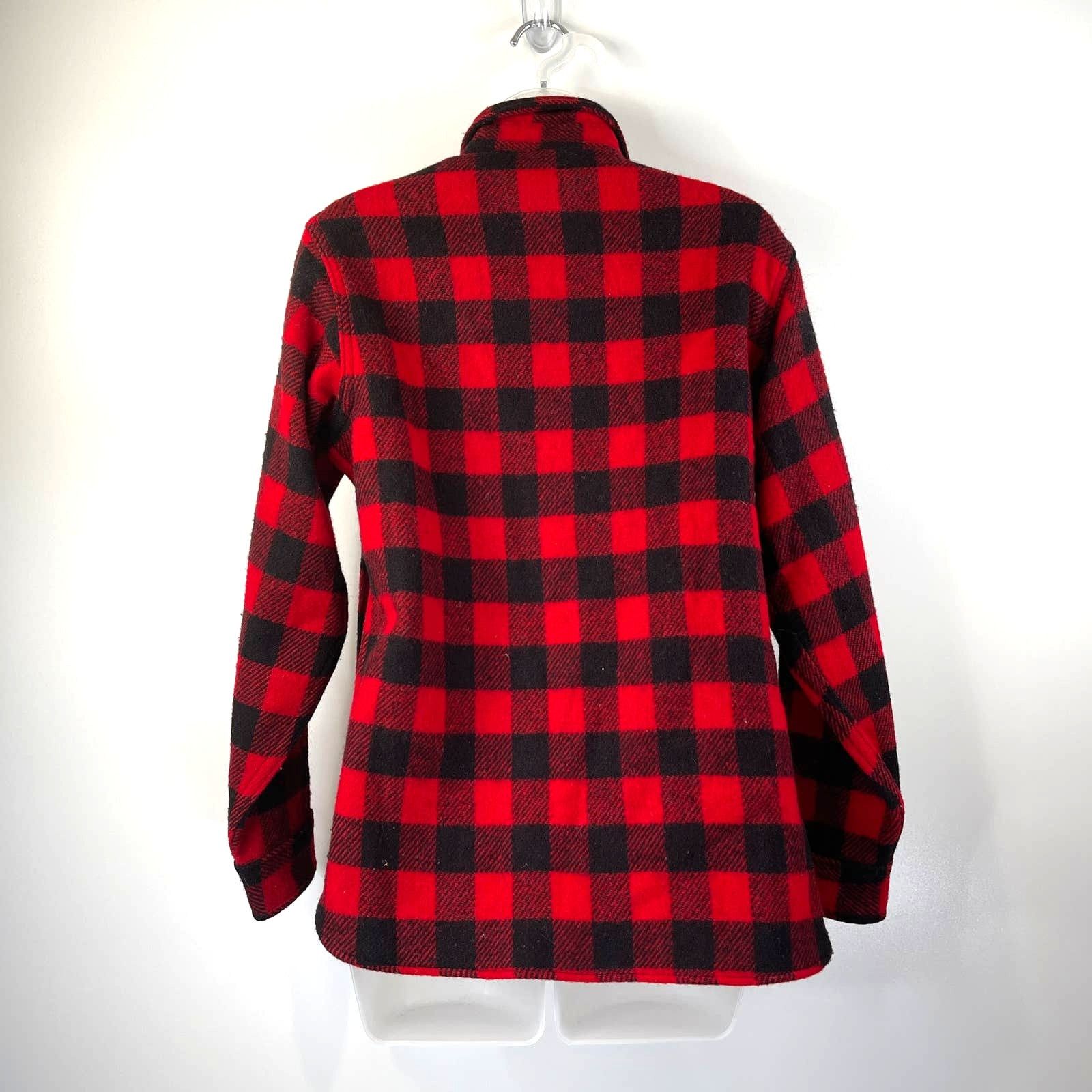 Lands' End × Vintage Lands' End Buffalo Check Wool Shirt Vintage Red Black Plaid Size M / US 6-8 / IT 42-44 - 8 Thumbnail