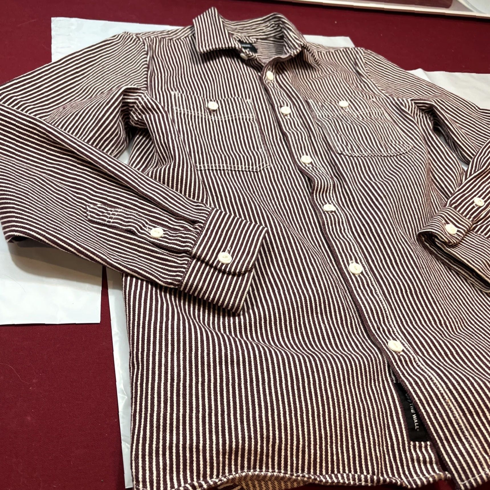 Vans VANS Red White Vertical Stripe Button-Up Shirt Heavy Cotton Long Sleeve Mens Size US S / EU 44-46 / 1 - 4 Thumbnail