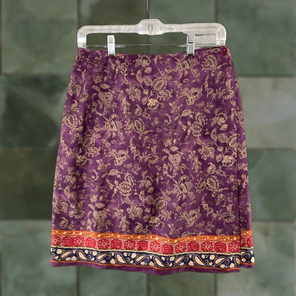 Talbots Talbots Skirt 8 Purple Floral Silk A-Line Womens Bohemian Casual Size 30" / US 8 / IT 44 - 1 Thumbnail