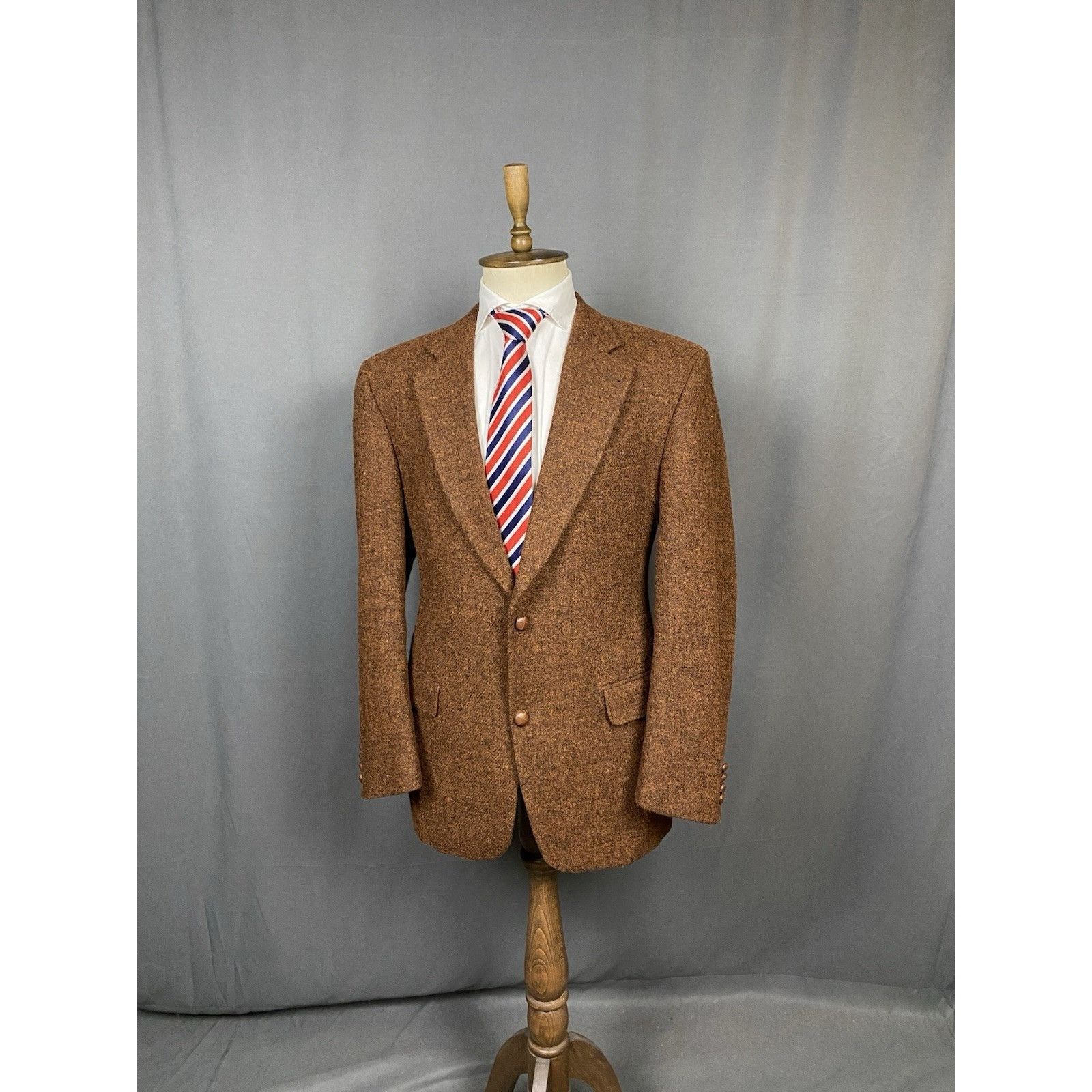 Harris Tweed Harris Tweed Carl Gross Vintage Men's Brown Orange Wool Blaz Size 42R - 2 Thumbnail