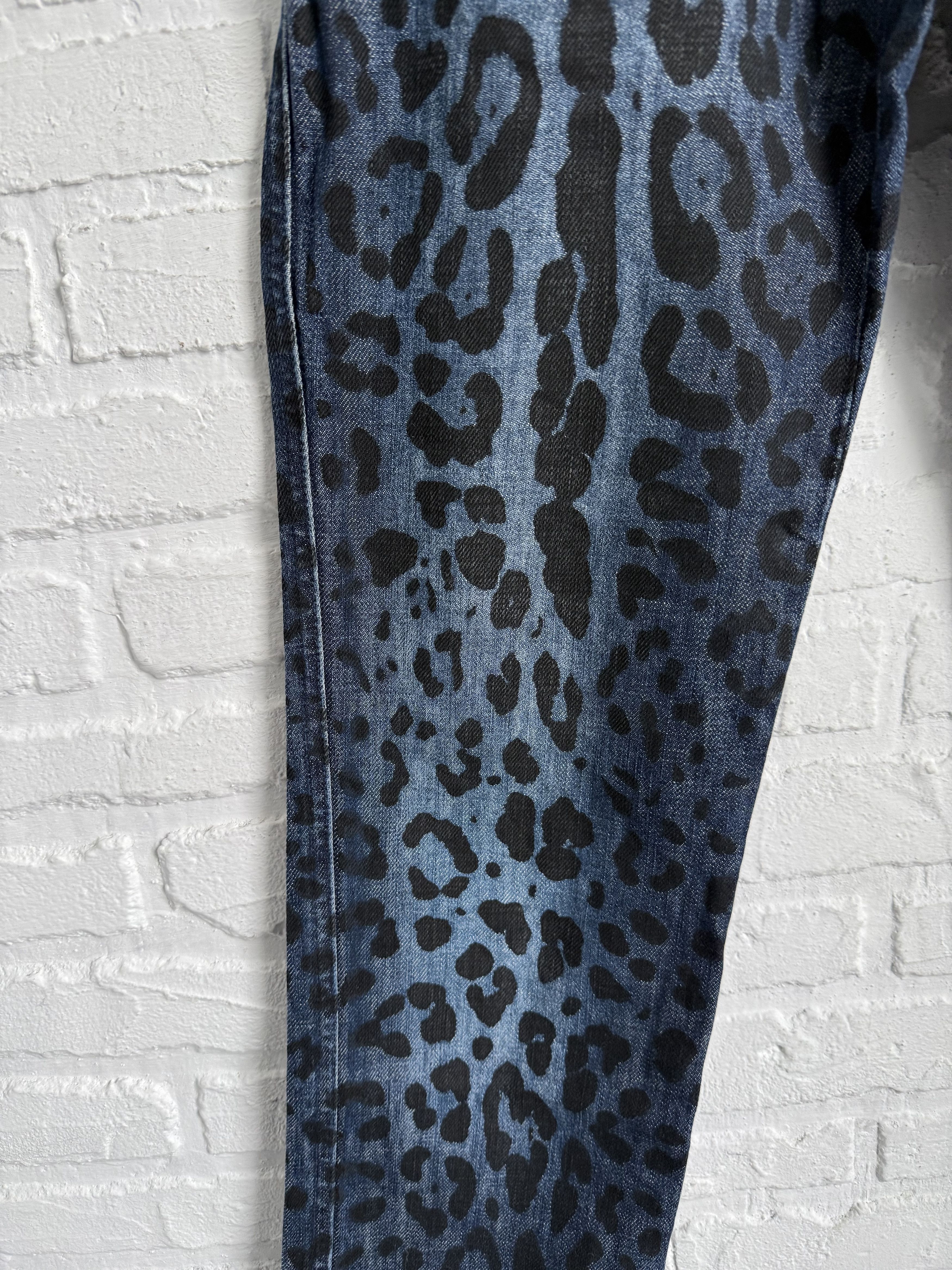 Dolce & Gabbana Dolce & Gabbana Leopard Print Slim blue Jeans Size 24" / US 00 / IT 34 - 3 Thumbnail