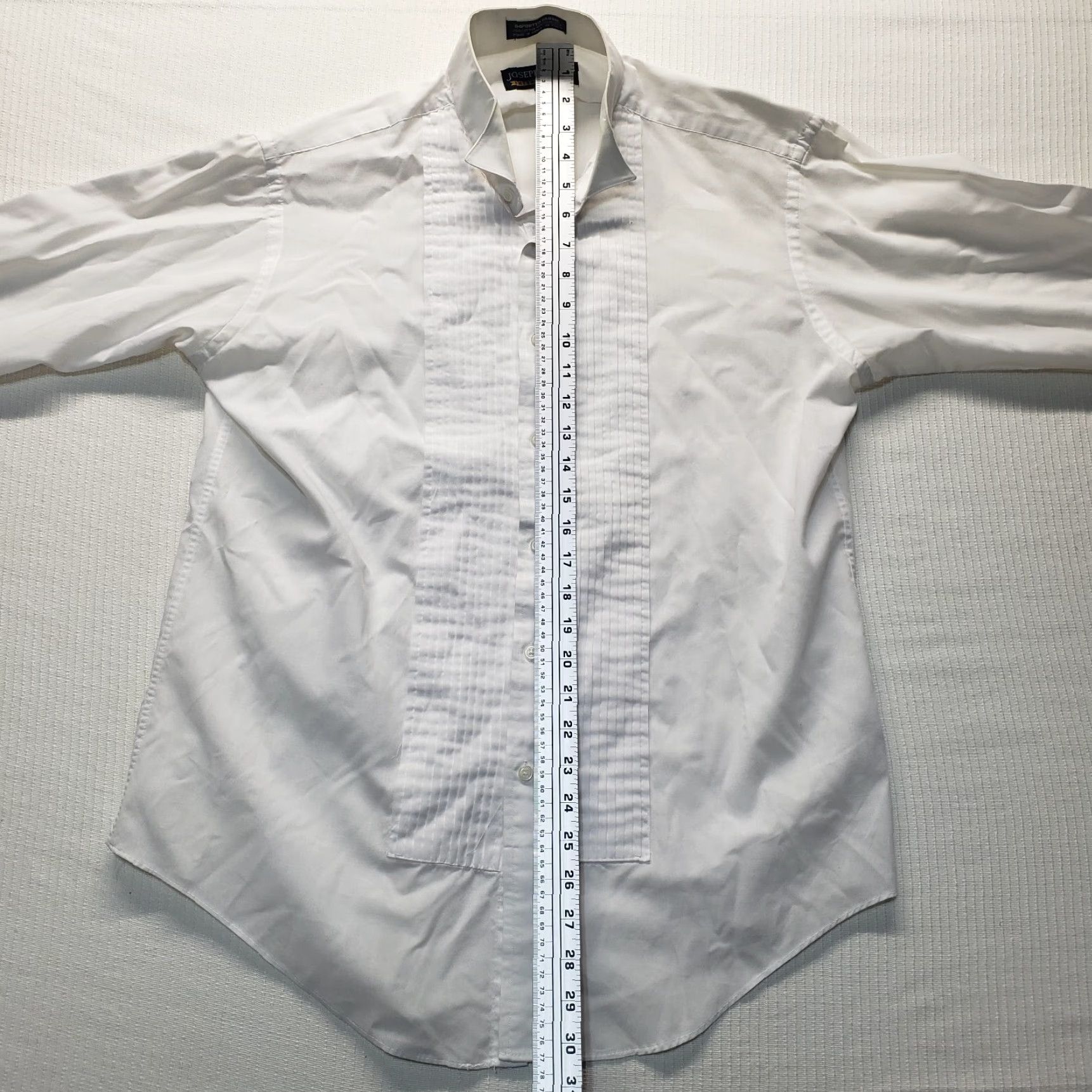 Joseph JOSEPH & FEISS Solid White Tuxedo Dress Shirt Size 18.5 Regular Classic Fit Mens Size 48R - 6 Thumbnail