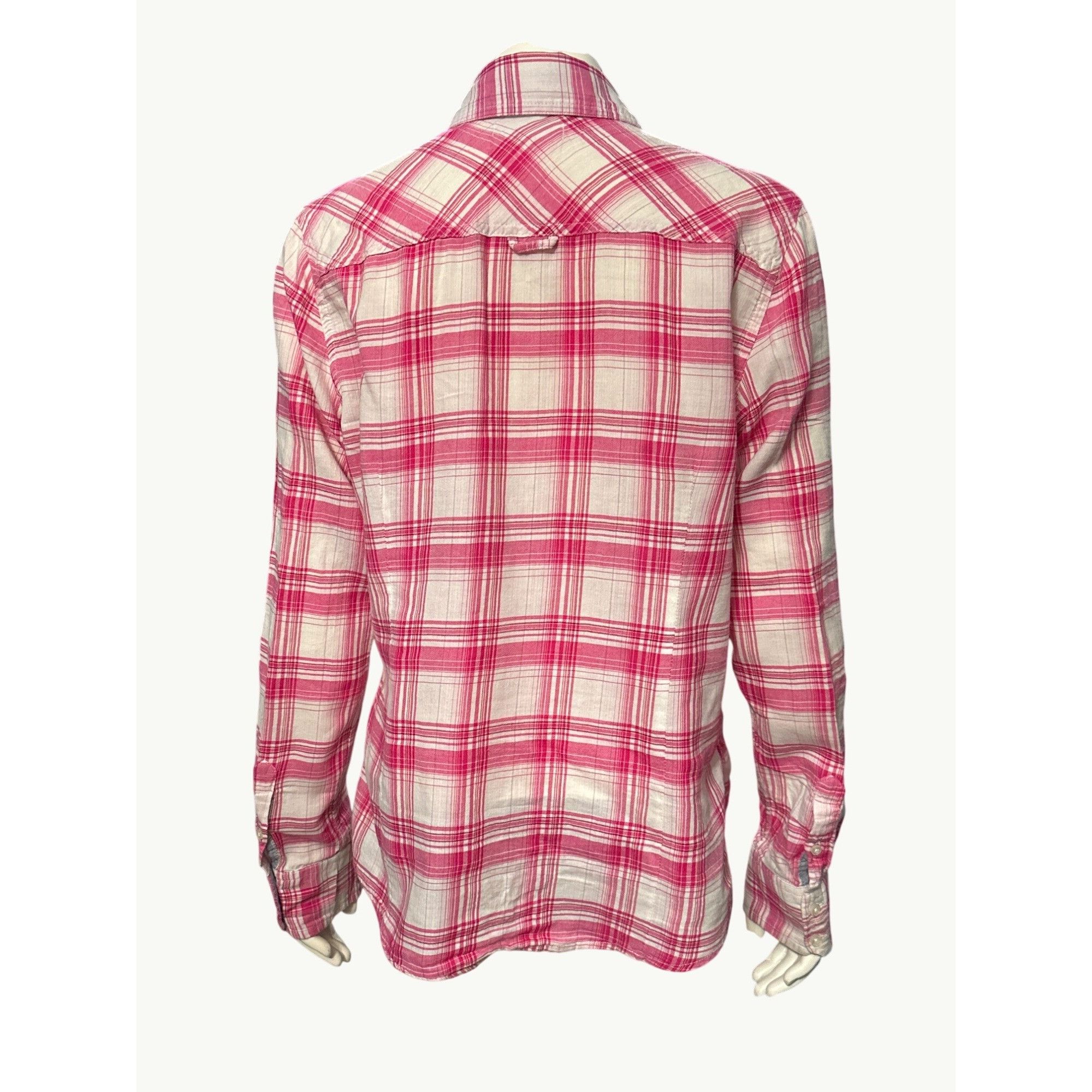 Aeropostale Aeropostale Large Pink White Plaid Button Up Long Sleeve Shi Size L / US 10 / IT 46 - 3 Thumbnail