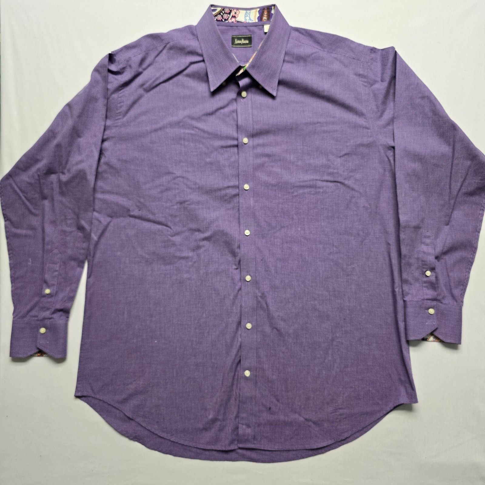 Vintage Neiman Marcus New Purple Button Up Cotton 2XL Dress Shirt Size US XXL / EU 58 / 5 - 1 Thumbnail