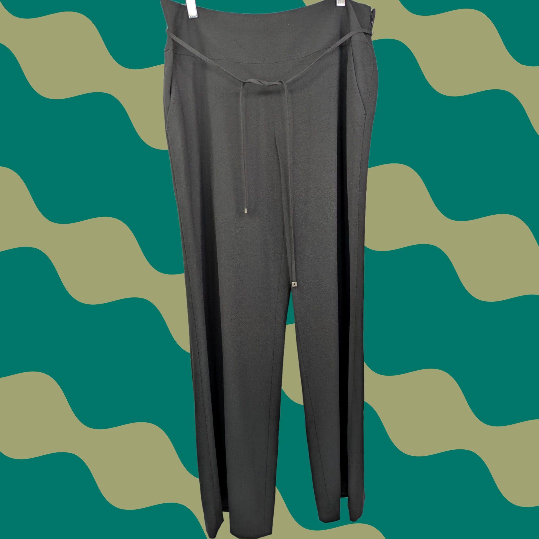 Vintage Tahari Women’s Black Wide-Leg Flat Front Career Work Dress Pants 12 Size 34" / US 12 / IT 48 - 1 Thumbnail