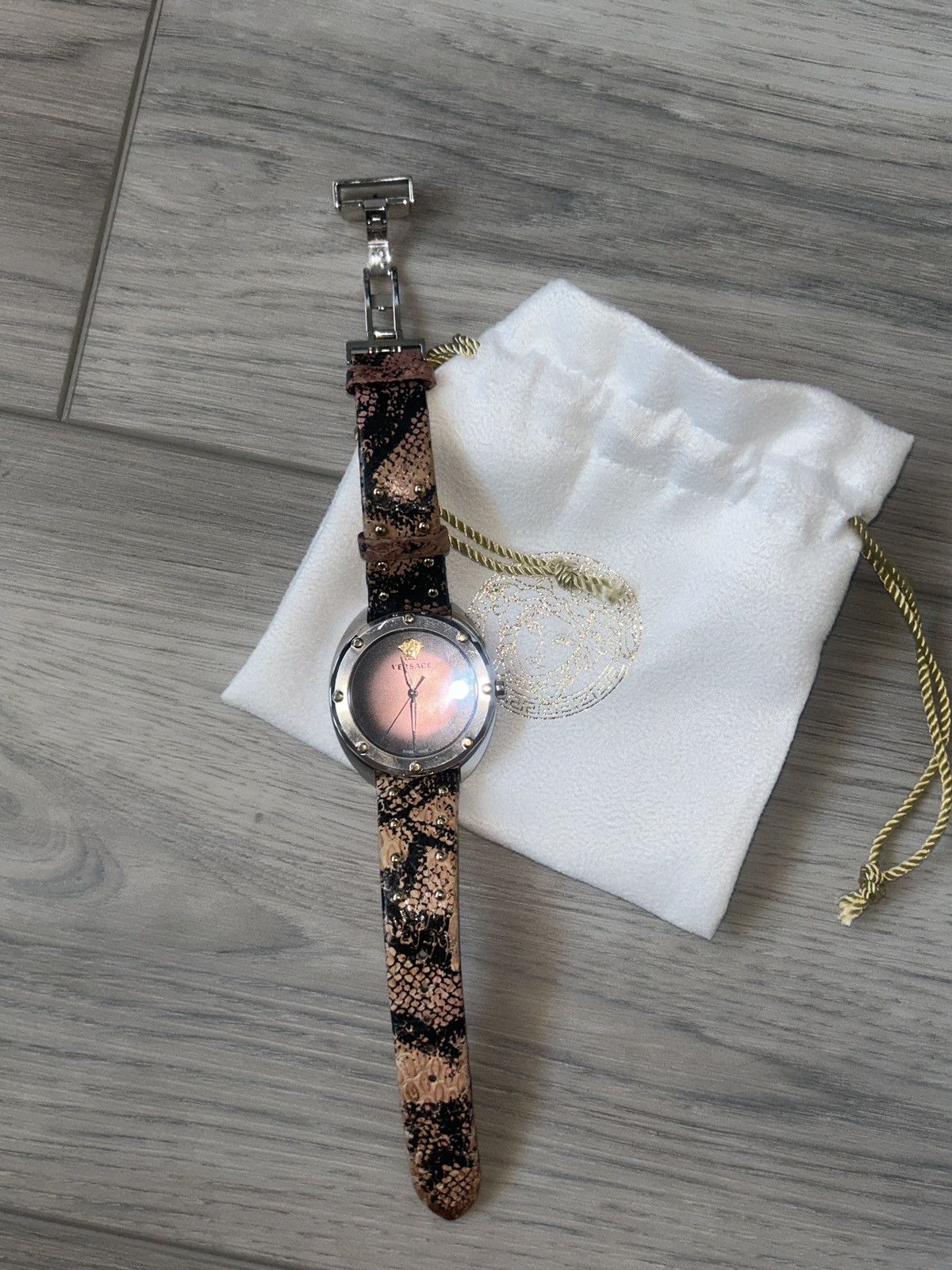 Versace Genuine Leather Pink and Black Versace Watch Size ONE SIZE - 2 Thumbnail