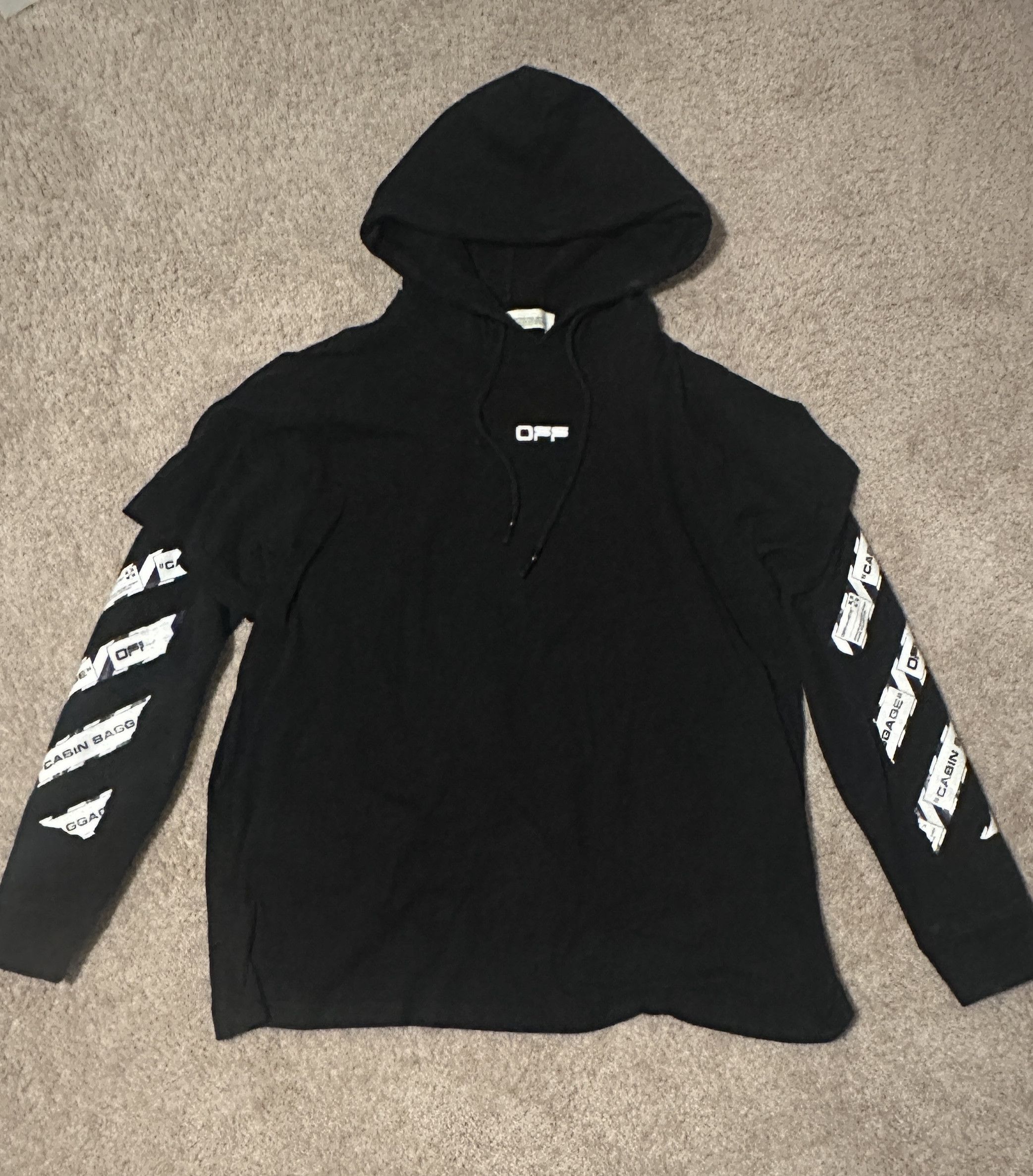 Off-White Double Sleeve Airport Tape Hoodie Size US L / EU 52-54 / 3 - 11 Thumbnail