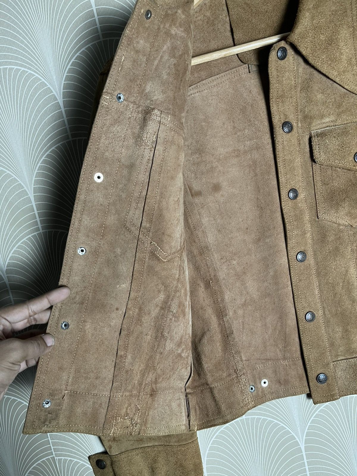 Genuine Leather × Homemade × Vintage 70s SUEDE RAWHIDE LEATHER BIKER JACKET Size US S / EU 44-46 / 1 - 16 Thumbnail