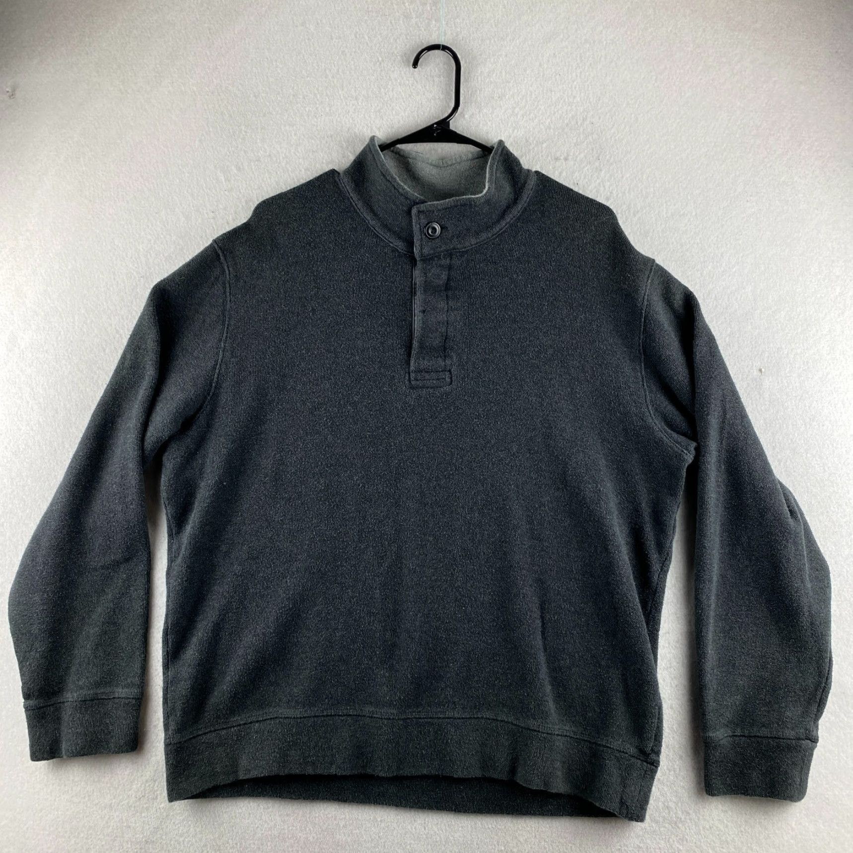 Lands' End Lands' End Sweater Mens Large L Gray 1/4 Button Pullover Fleece Long Sleeve Regular Fit Casual Modern Mens Size US L / EU 52-54 / 3 - 2 Thumbnail