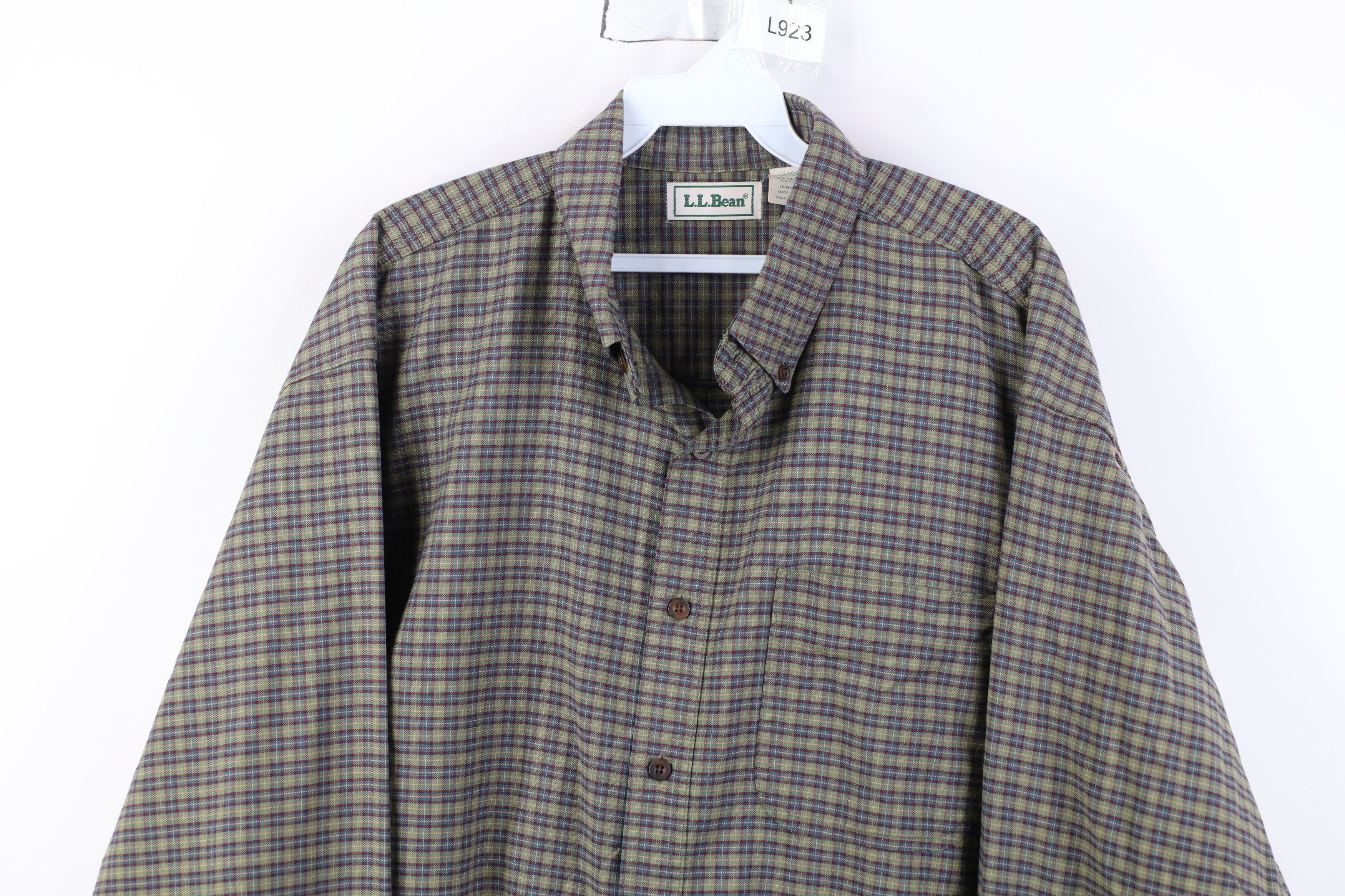 L.L. Bean Vintage 90s LL Bean Button Down Shirt Green Plaid USA Size US L / EU 52-54 / 3 - 2 Thumbnail