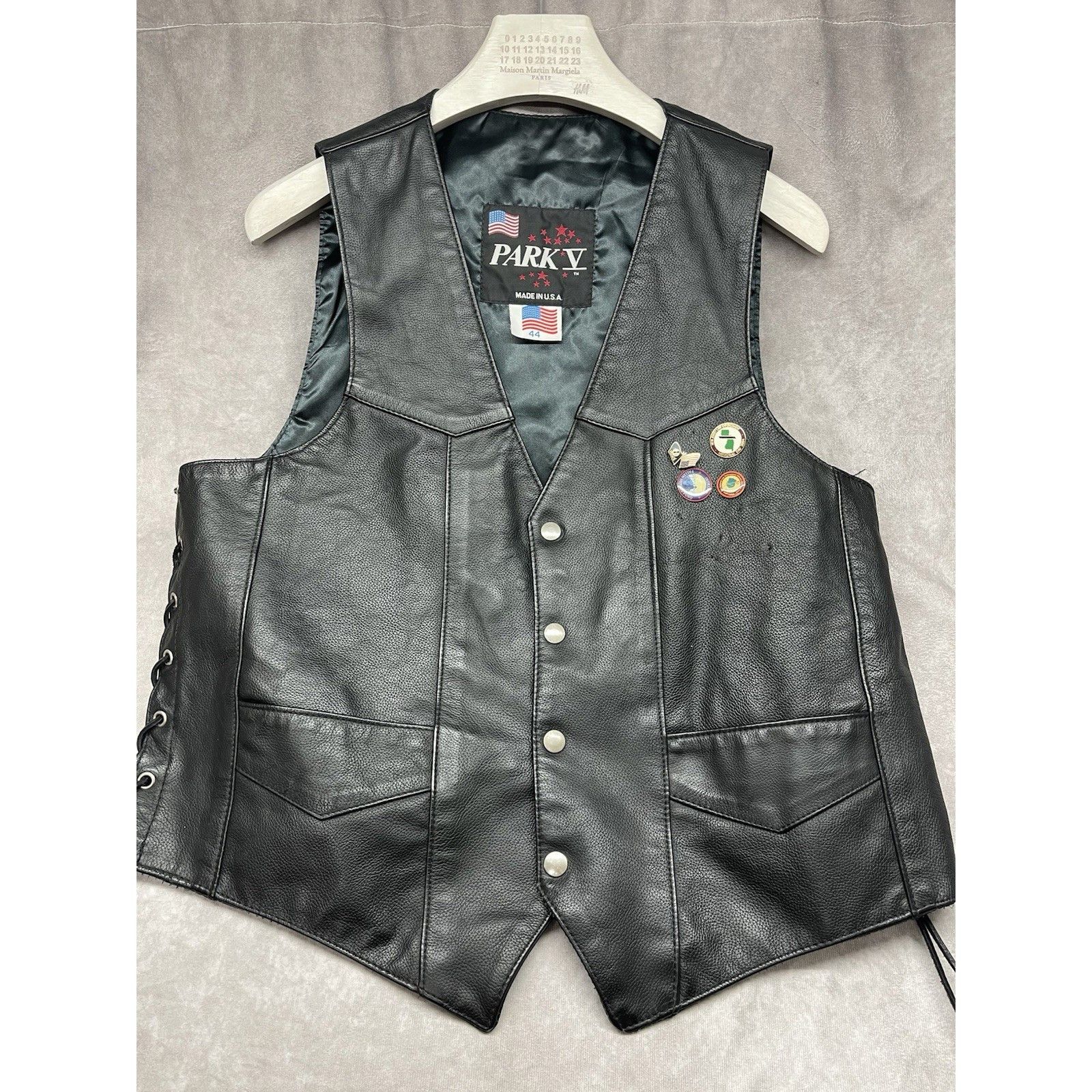 Other Vtg Park V Leather Motorcycle Vest Biker Side Lace USA Made Size US S / EU 44-46 / 1 - 2 Thumbnail