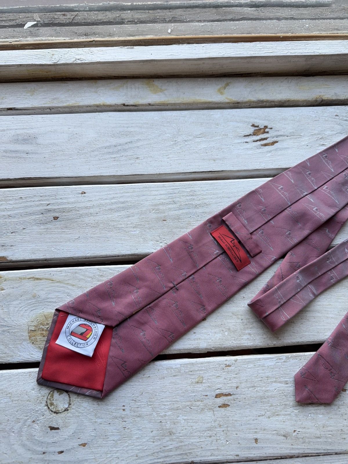 Ferrari × Vintage VNTG Michael Schumacher F1 Racing Tie Signature Logo Print Size ONE SIZE - 6 Thumbnail