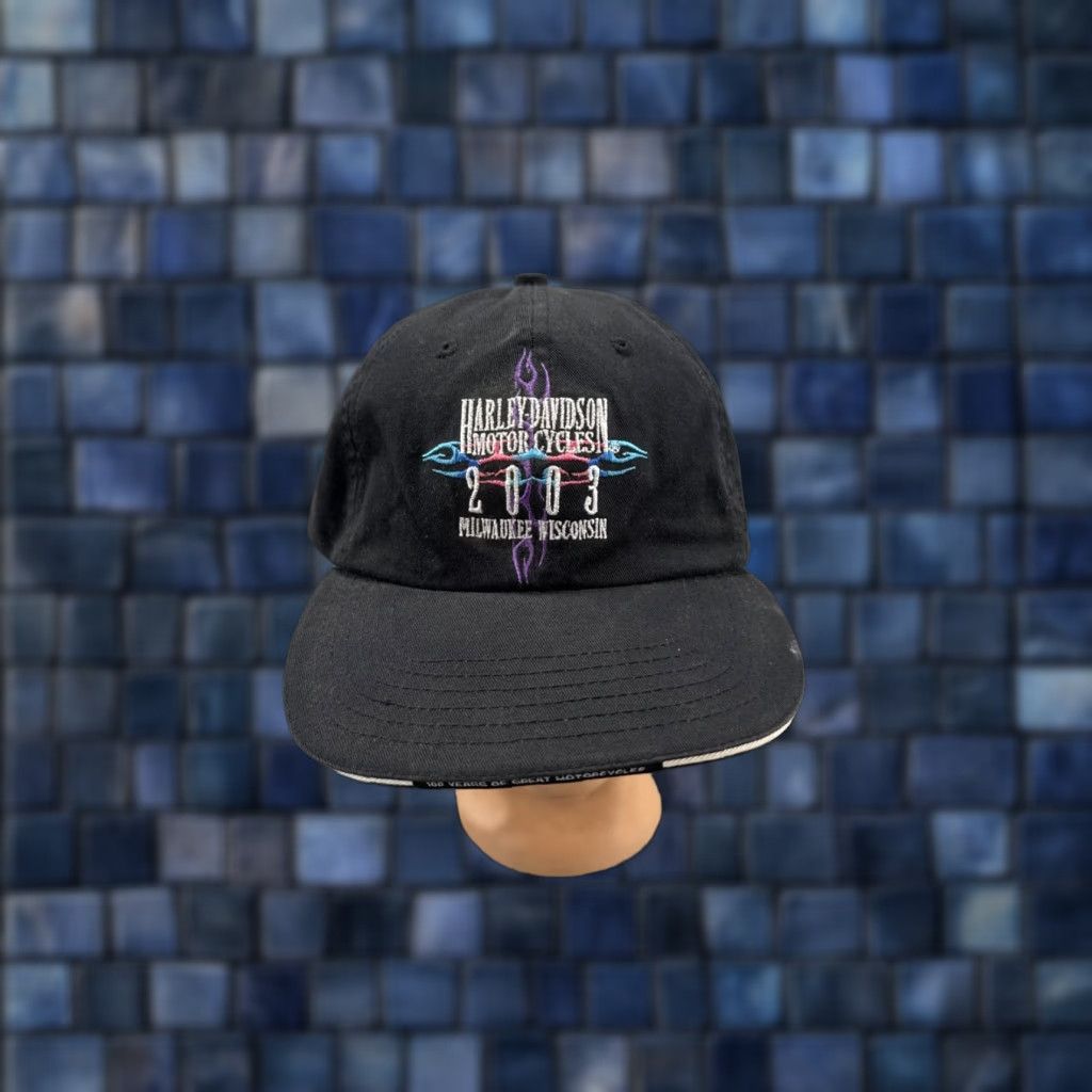 Harley Davidson 2003 Harley-Davidson Hat Cap Milwaukee Wisconsin 100th Anniversary Black Unisex Adult One Size Adjustable Baseball Cap Size ONE SIZE - 1 Thumbnail