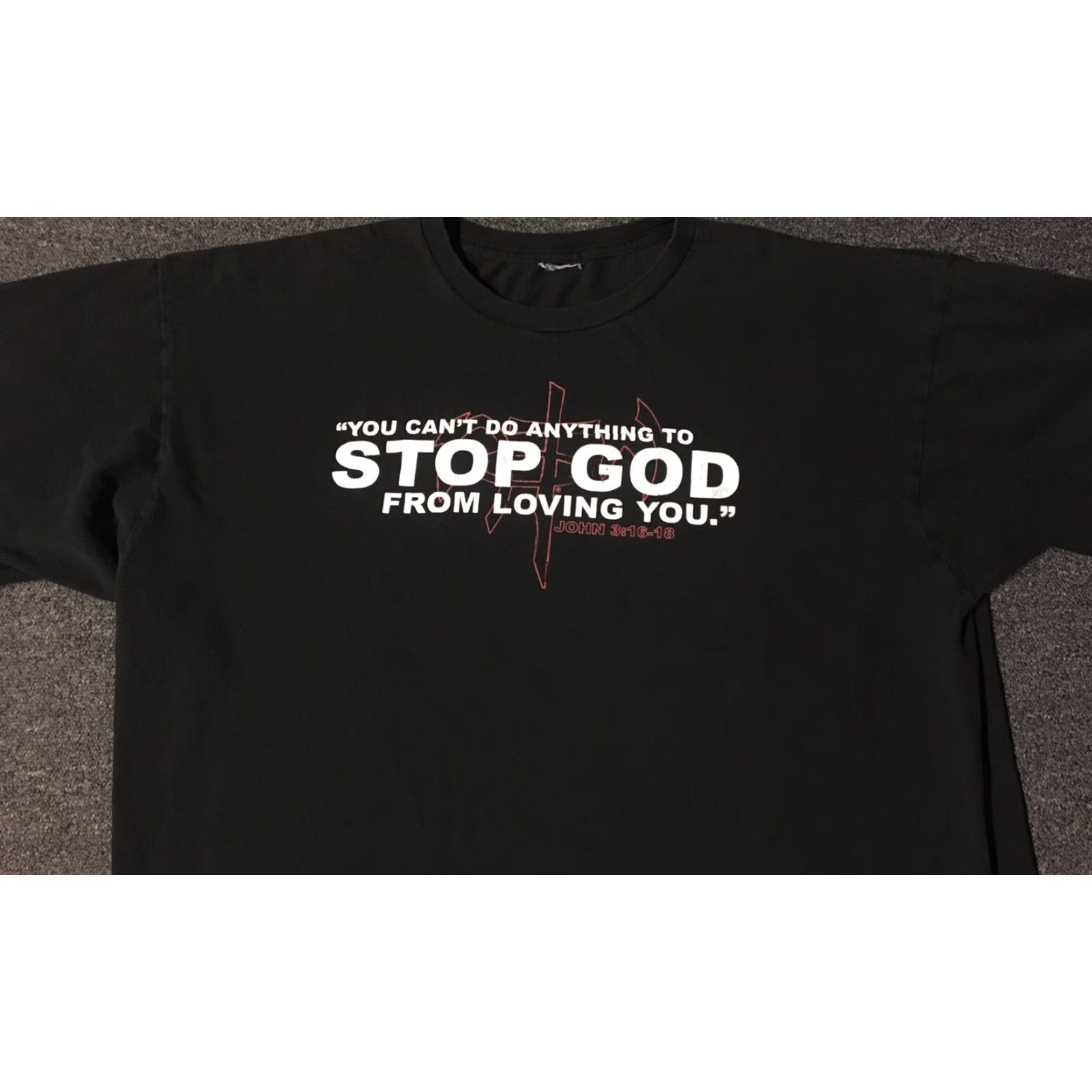 Vintage VINTAGE Cant Stop God From Loving You Shirt 2X Black 80s Grunge Religion Christian Lord Church Funny Humor Jesus Christ Mens T-Shirt Size US XXL / EU 58 / 5 - 4 Thumbnail