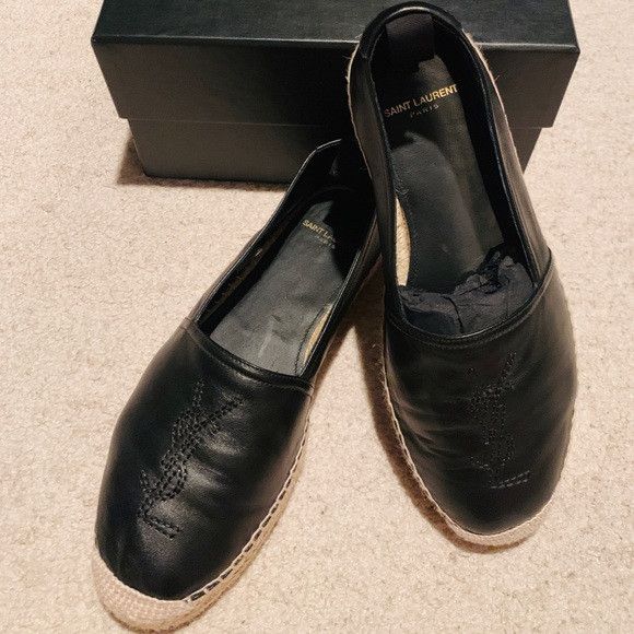 Saint Laurent Paris o1s1wg110225 509616 Cassandre Espadrilles Smooth Leather Size US 7.5 / EU 40-41 - 3 Thumbnail