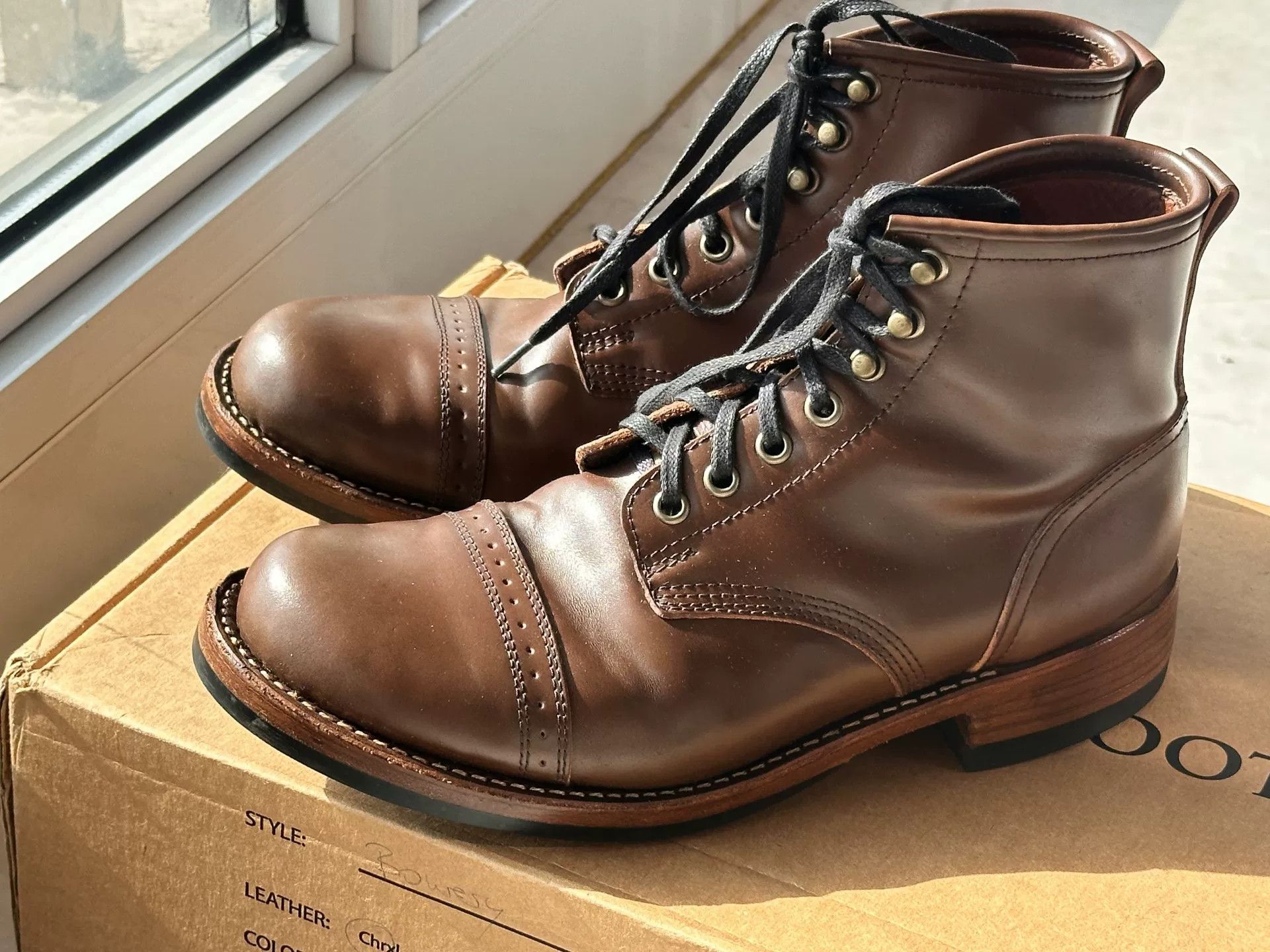 Viberg Julian Bowery Cigar Shell Cordovan Paratrooper Boots Size US 7.5 / EU 40-41 - 1 Thumbnail