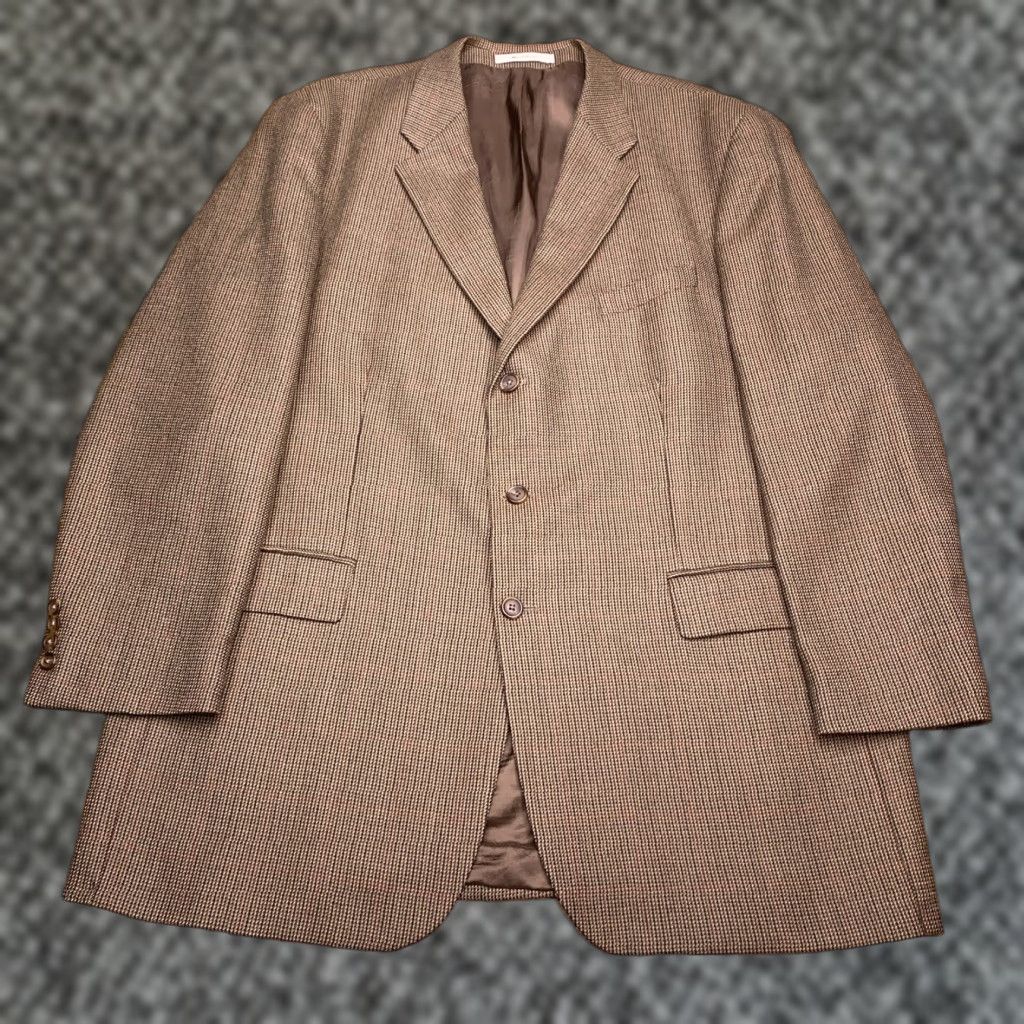Chaps VINTAGE Chaps Ralph Lauren Sport Coat Blazer Wool Brown Notch Lapel Single-Breasted 50 Big & Tall Extra Long Mens Size 50R - 1 Thumbnail
