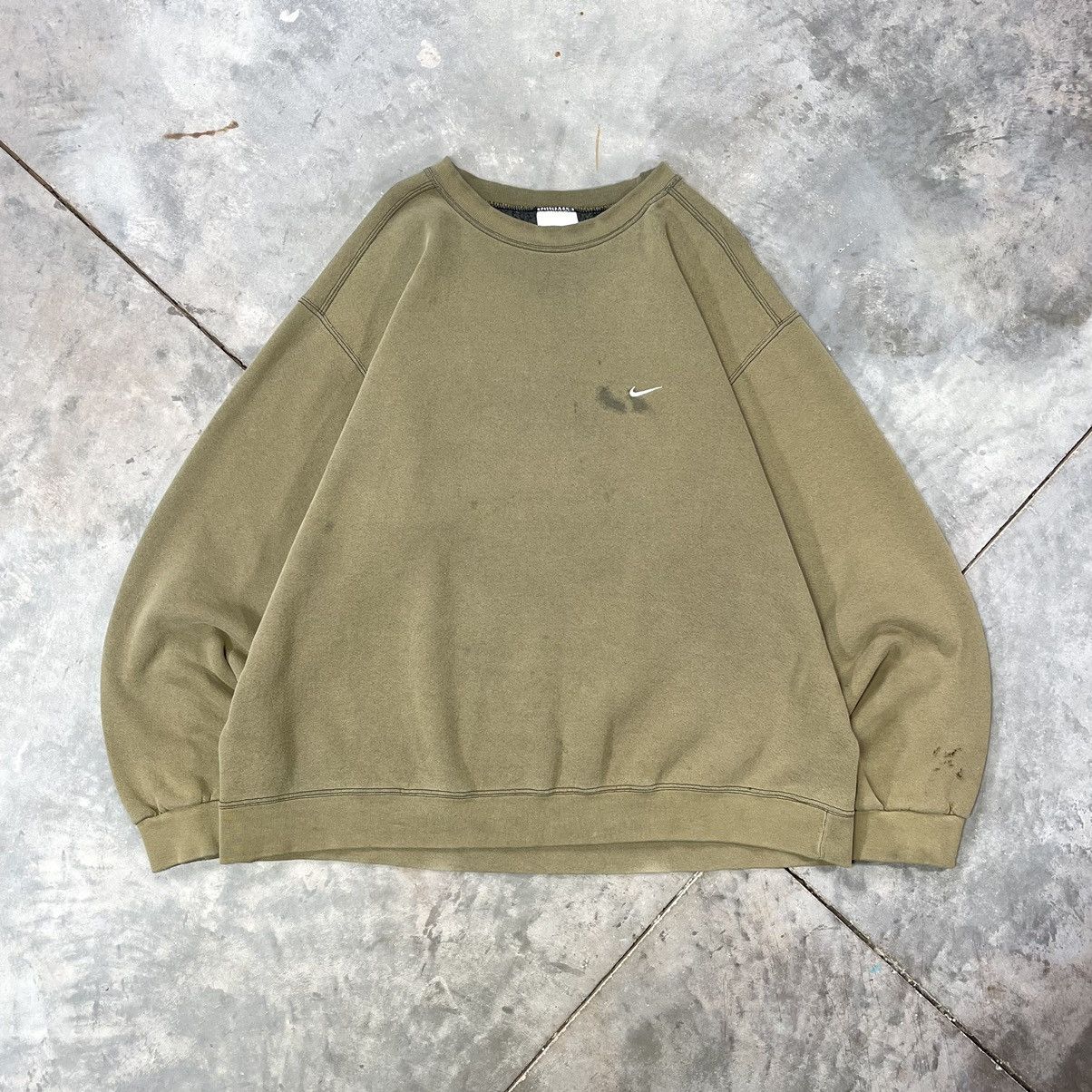 image of Nike Mini Swoosh Logo Crewneck Sweatshirt 90's Boxy in Brown, Men's (Size XL)