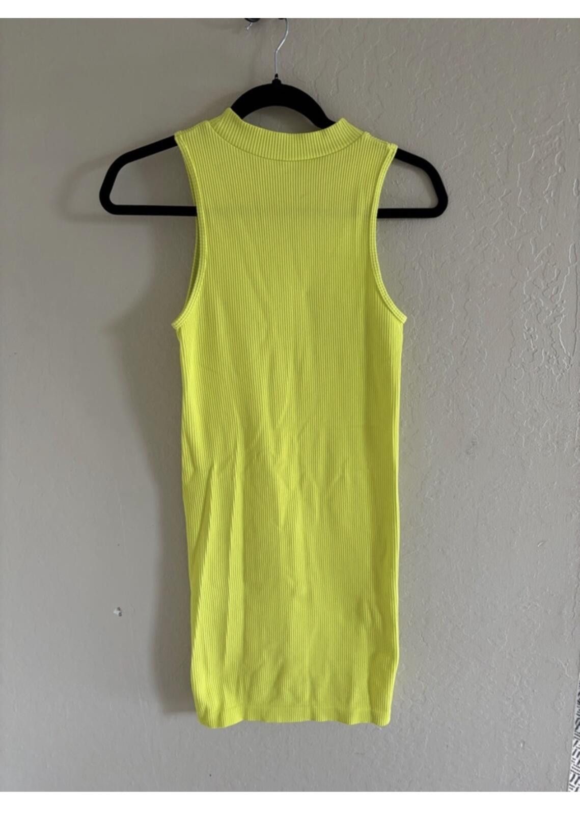 Fuck The Population Popular 21 Sleek High-Neck Neon Green Knit Mini Dress Size S / US 4 / IT 40 - 4 Thumbnail