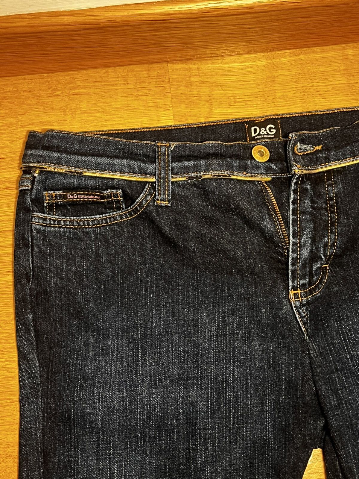 Dolce & Gabbana D&G Dolce & Gabbana Archive "Gold Logo" Jeans y2k Size 33" - 3 Thumbnail