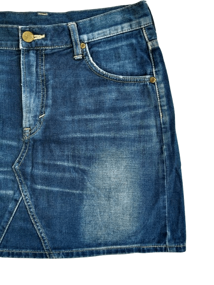 Lee Vintage Lee Mini Skirt Blue Denim Nice Style Size 31" - 4 Thumbnail