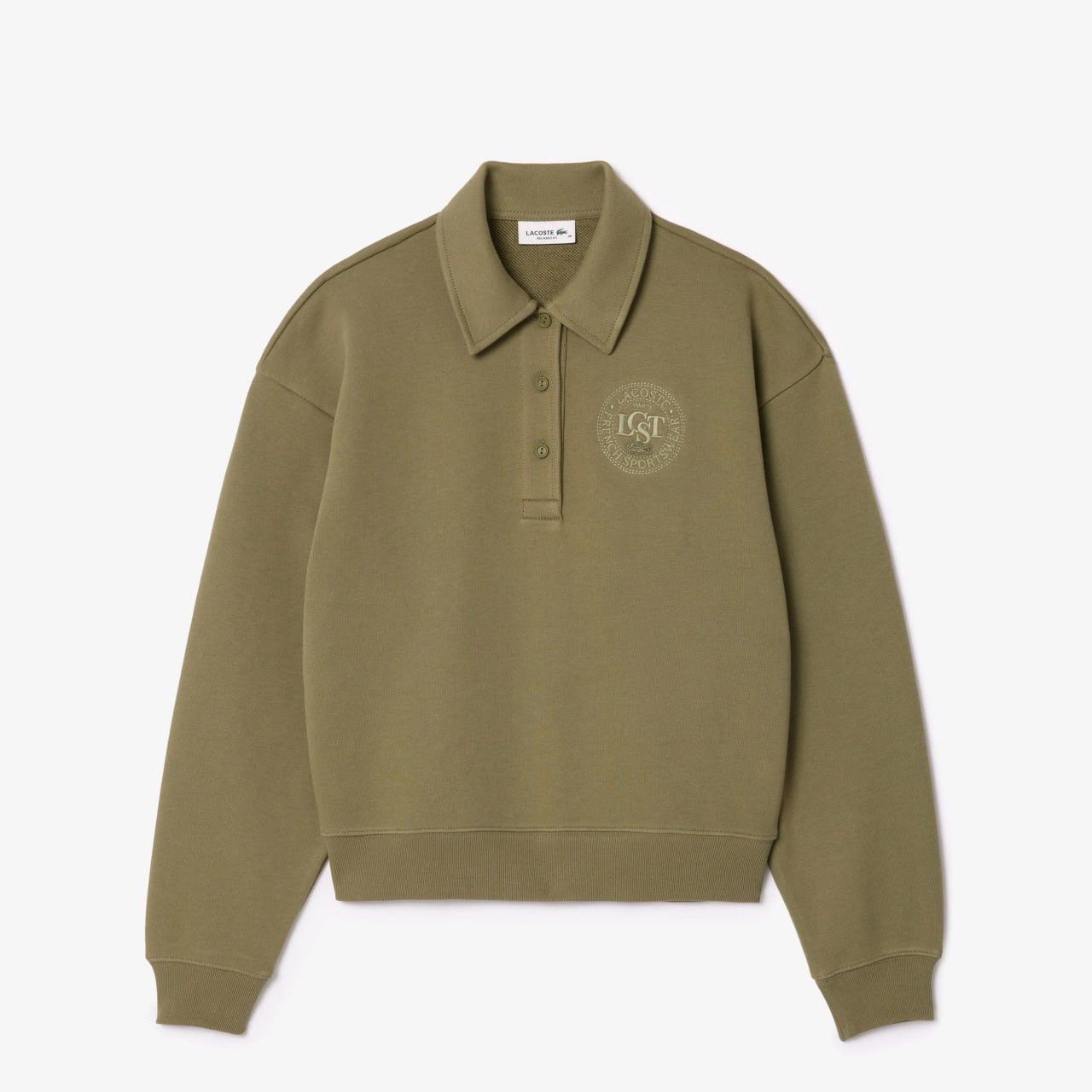 Lacoste Lacoste Kadın Relaxed Fit Polo Yaka Haki Sweatshirt Size S / US 4 / IT 40 - 3 Thumbnail