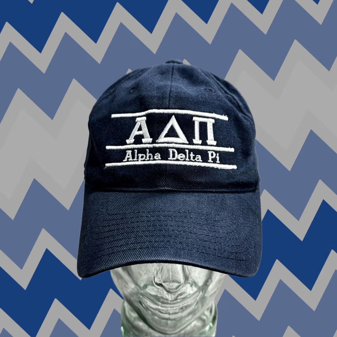 Vintage VINTAGE Alpha Delta Pi Hat Cap Strap Back One Size Blue Womens Sorority Greek College Size ONE SIZE - 1 Thumbnail