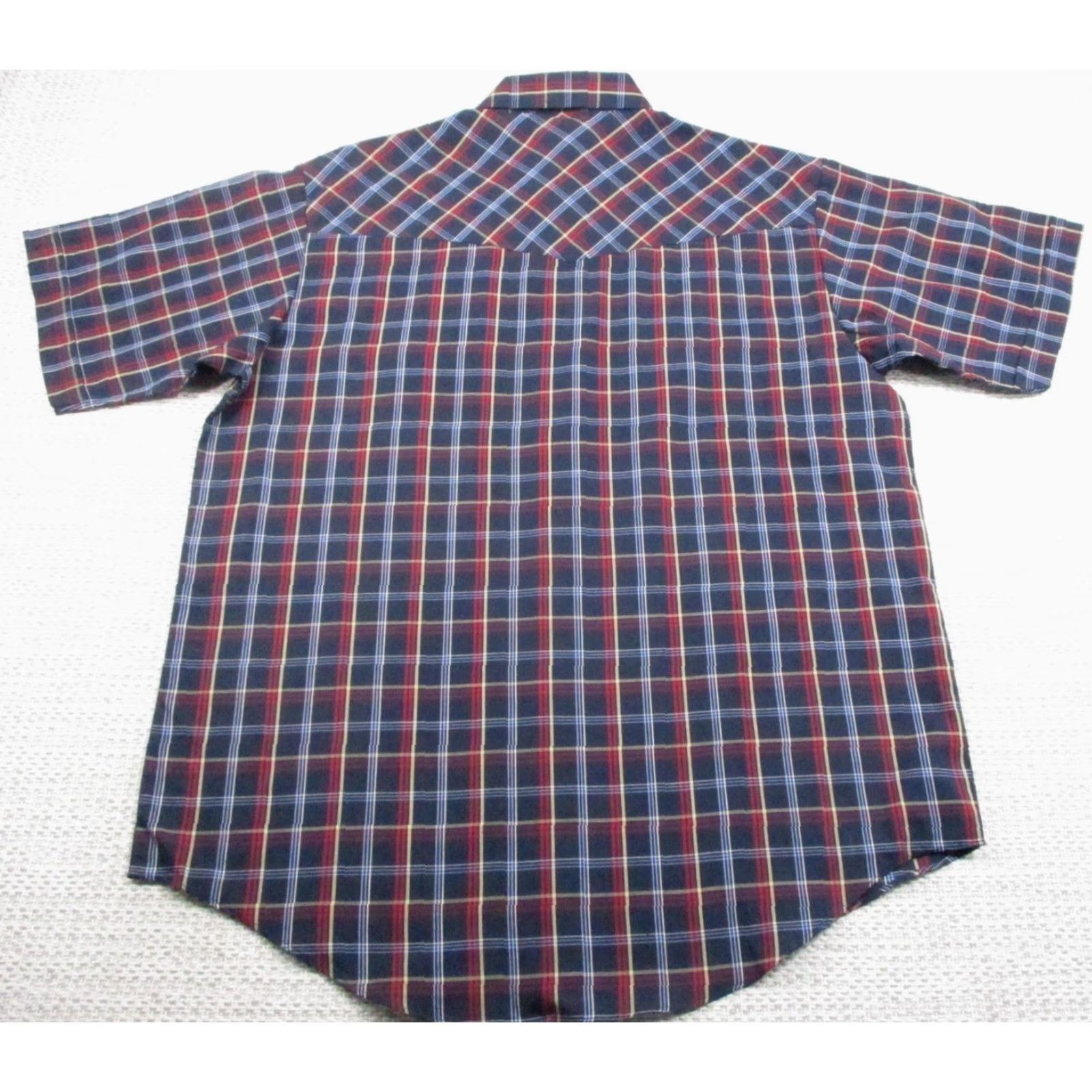 Vintage VINTAGE Plains Western Wear Shirt Mens Large Navy Red Plaid Short Sleeve Pearl Snap Size US L / EU 52-54 / 3 - 5 Thumbnail