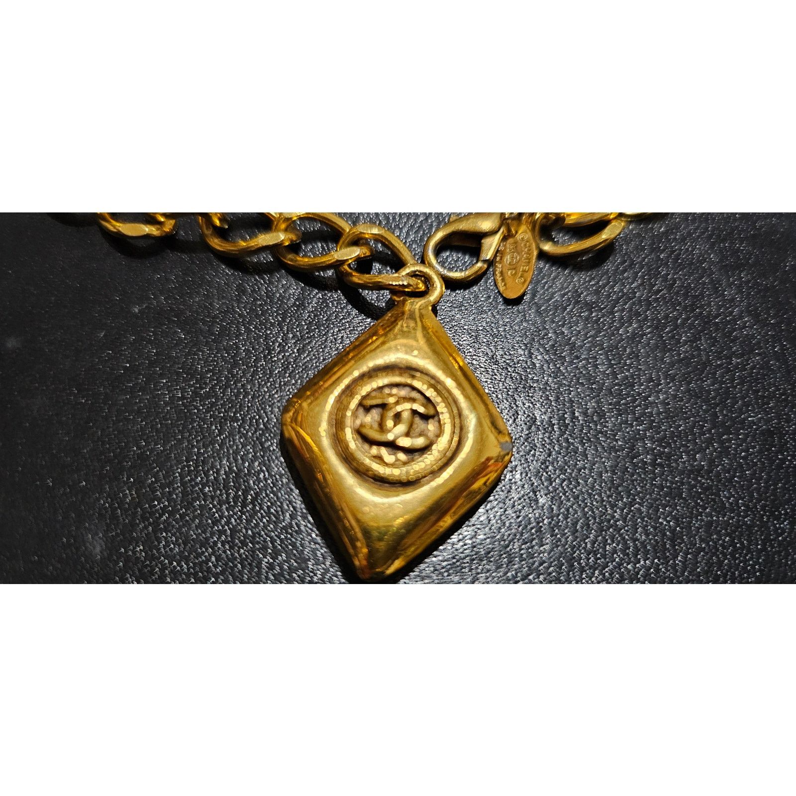 Chanel CHANEL CC Vintage 24K Necklace Rhombus Logo Gold 93P Size ONE SIZE - 4 Thumbnail