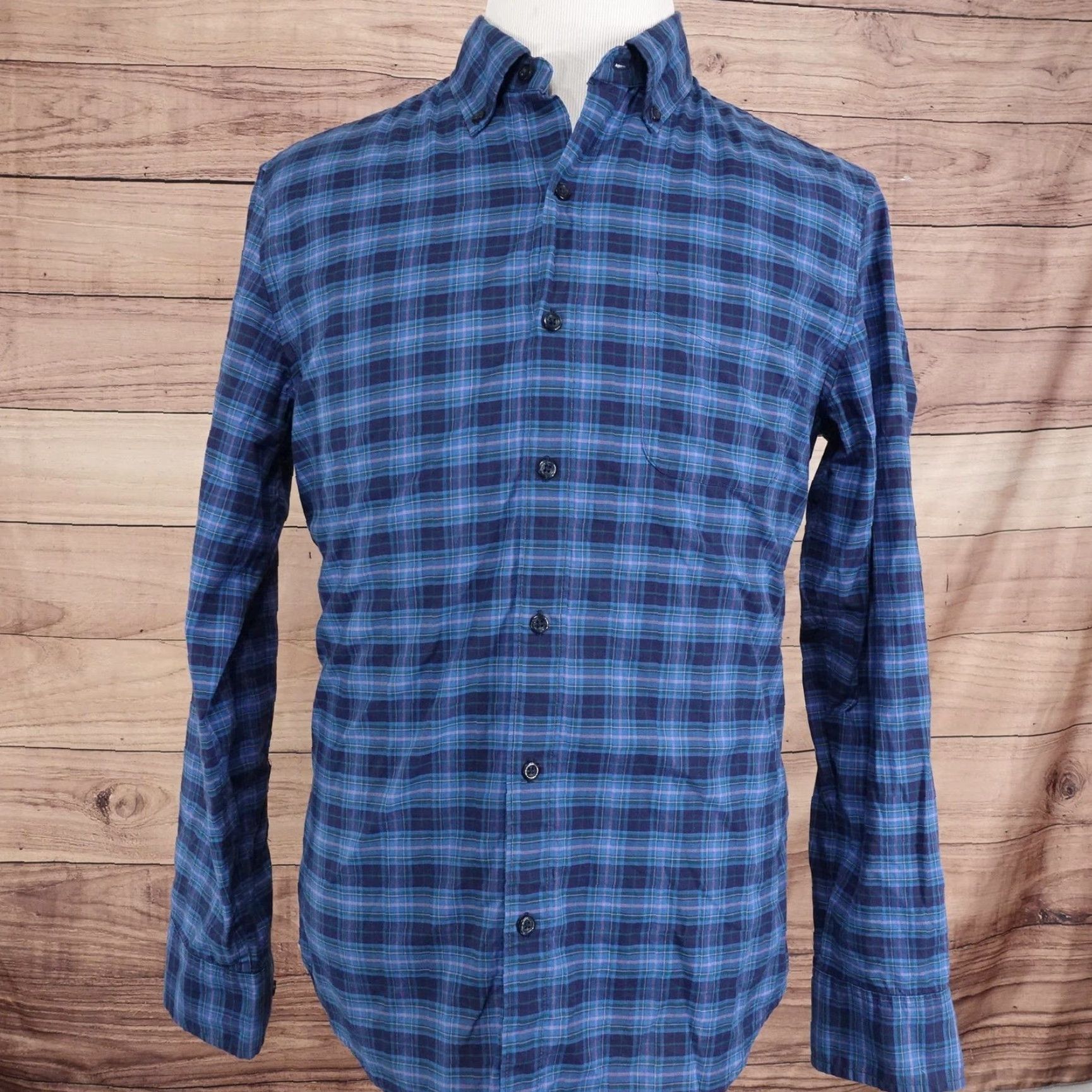 Bonobos Bonobos Shirt Mens Medium Blue Plaid Athletic Fit Long Sleeve Button-Up Stretch Size US M / EU 48-50 / 2 - 3 Thumbnail