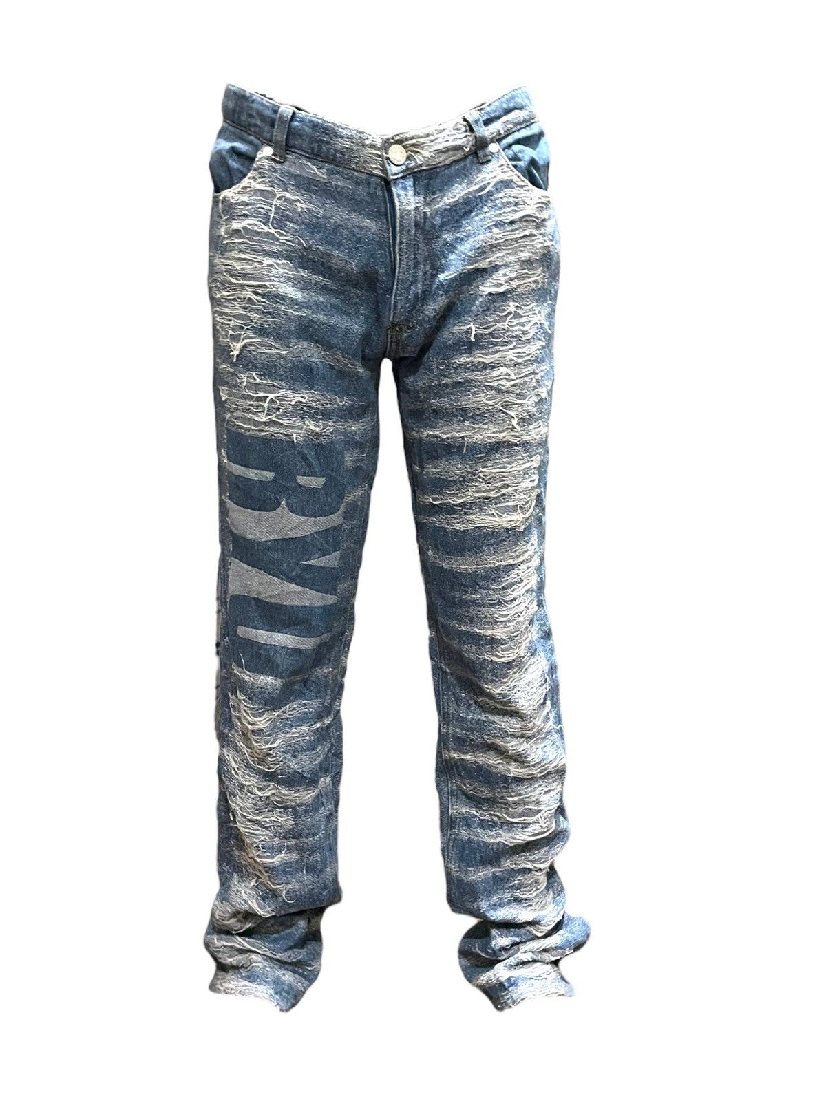 If Six Was Nine × Japanese Brand × Le Grande Bleu (L.G.B.) Japan Oceanus Waves Destroy Jeans Size US 31 - 16 Thumbnail