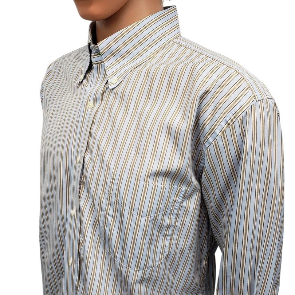 J.McLaughlin J. McLaughlin Shirt Striped Flip Cuff Contrast Collar Button Size US XL / EU 56 / 4 - 7 Thumbnail