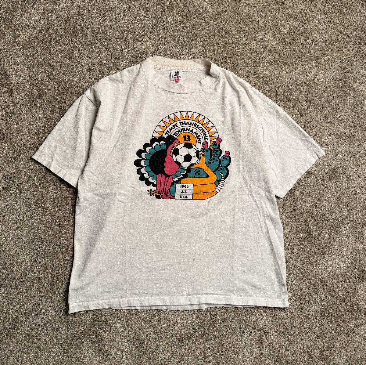 Adidas WHITE VINTAGE ADIDAS MADE IN USA “1992 AZ” GRAPHIC TEE Size US L / EU 52-54 / 3 - 1 Thumbnail