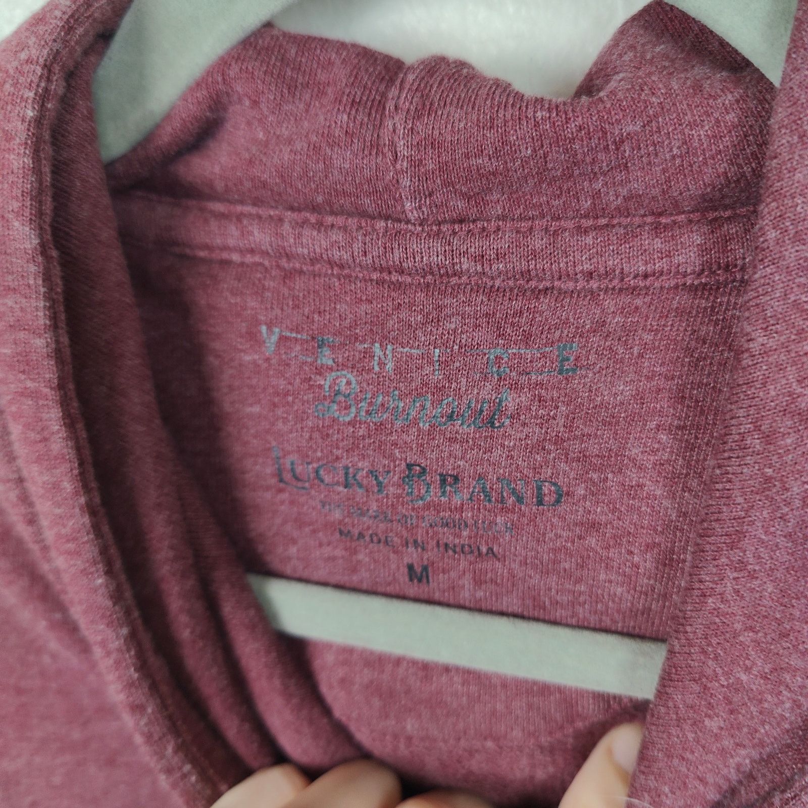 Lucky Brand Lucky Brand Venice Burnout Hoodie Mens Medium Burgundy Size US M / EU 48-50 / 2 - 5 Thumbnail