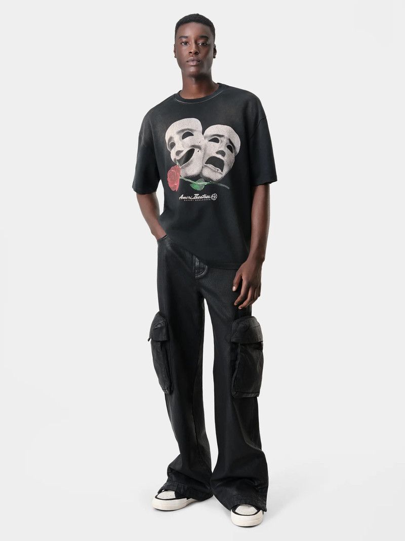 Amiri o1orln1125 Theatre Masks Oversized T-Shirt in Black Size US M / EU 48-50 / 2 - 2 Thumbnail