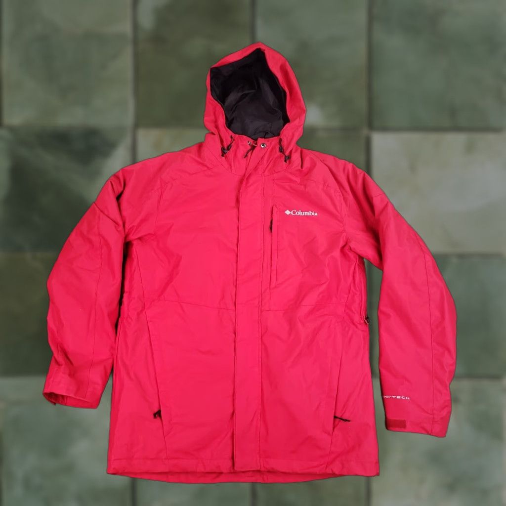 Columbia 3 in 1 Interchange Omni-Tech Jacket Mens Medium Red Waterproof