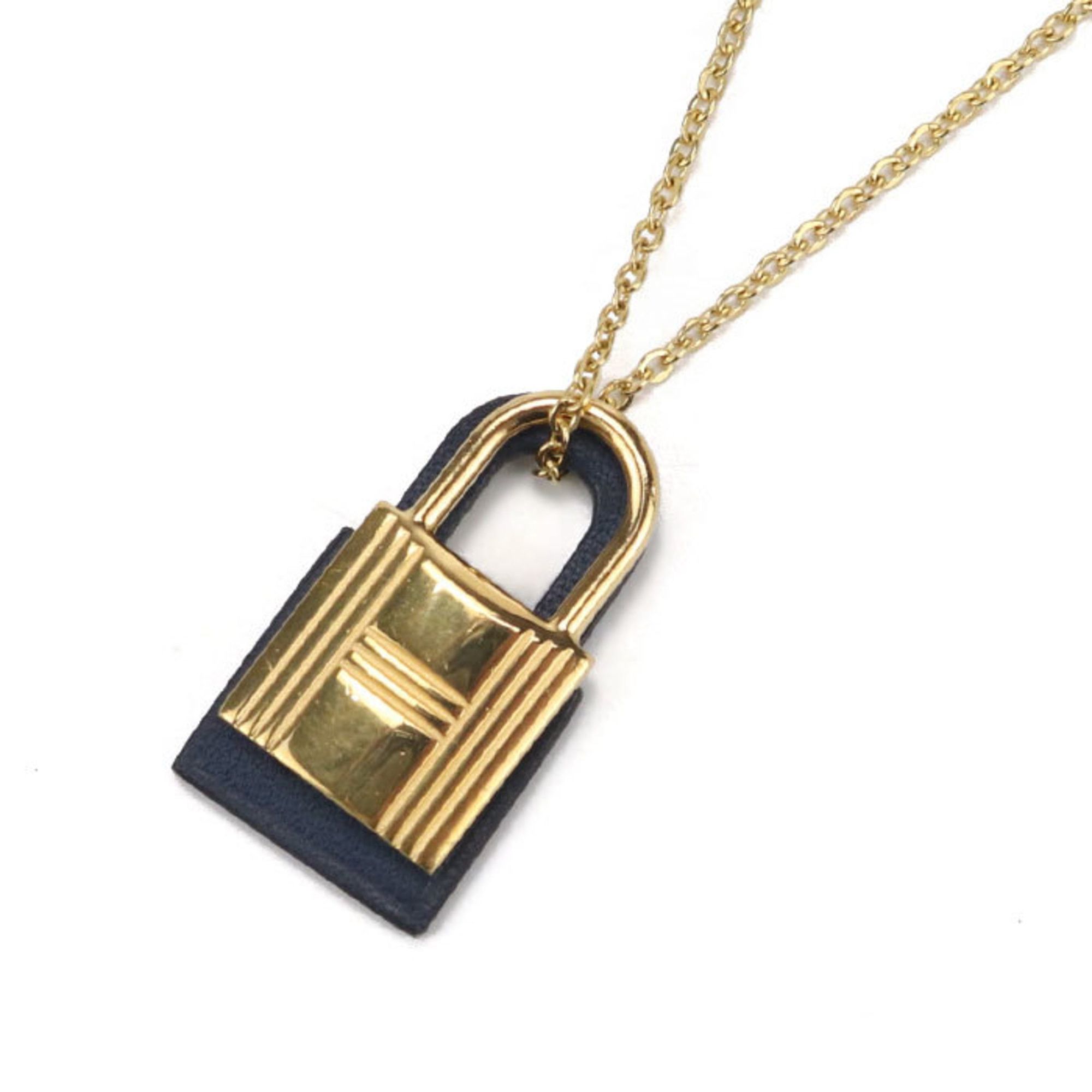 Hermes HERMES O'Kelly PM Necklace, D Stamp, Women's, Navy Size ONE SIZE - 1 Thumbnail
