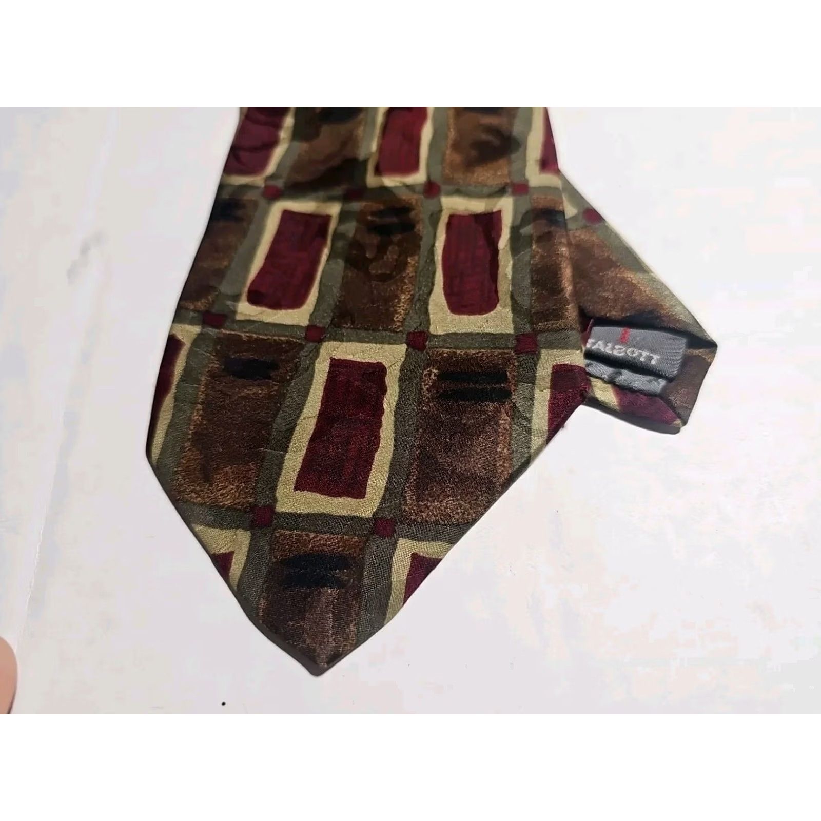 Robert Talbott Robert Talbott Studio Tie Geometric Rectangles Brown Classic 57-60in Men Tied USA Size ONE SIZE - 3 Thumbnail