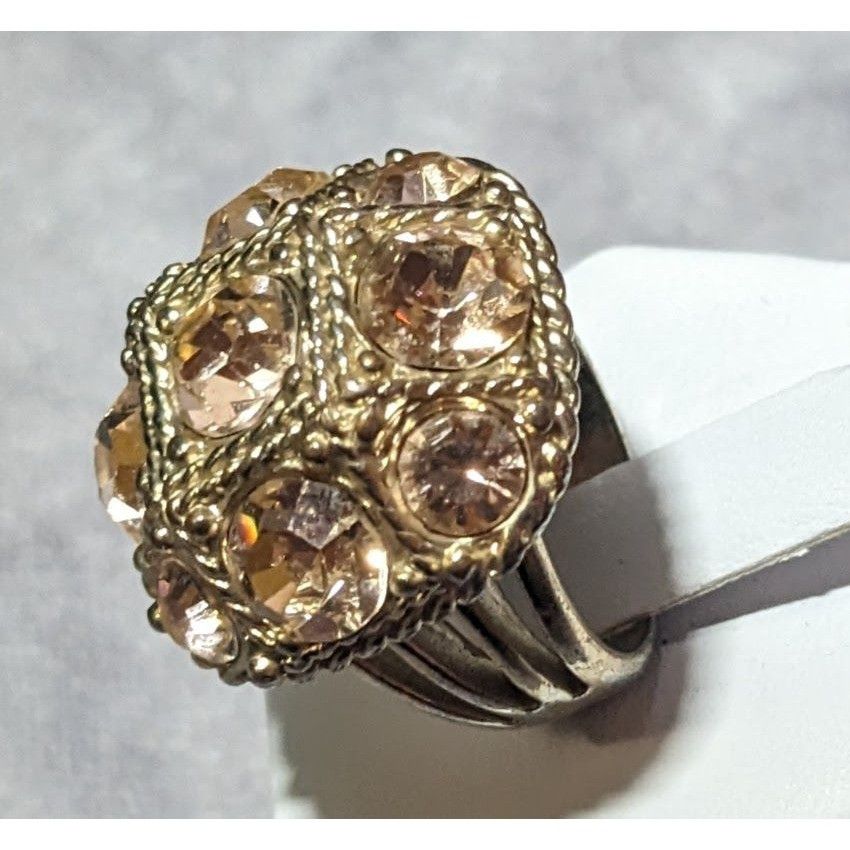 Other Champagne Gemmed Glam Gold Tone Statement Ring Size 7 Size ONE SIZE - 11 Thumbnail